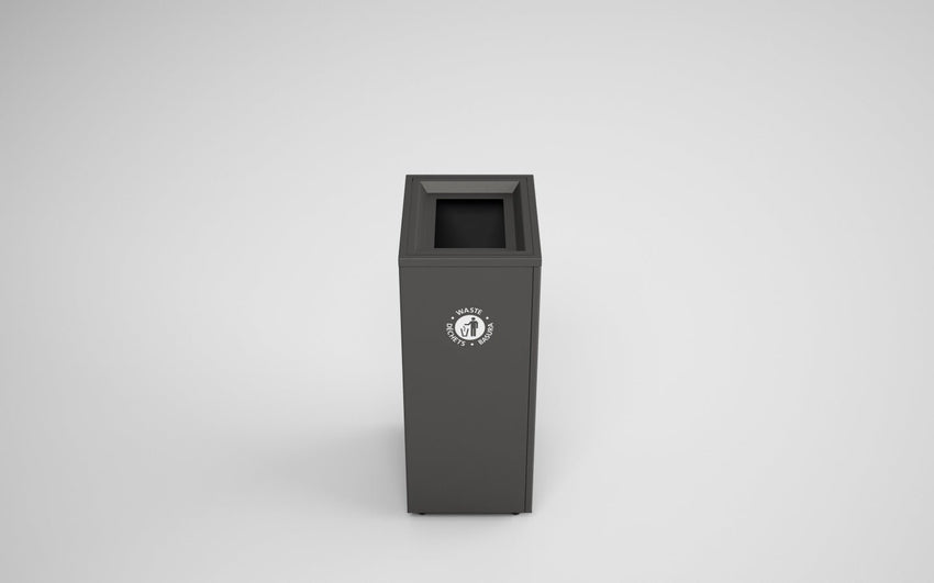 Magnuson VA1814L Valuta 32 - Gallon Steel Waste Receptacle with Internal Rigid Liner and Integrated Bag Arms (MAG - VA1814L) - SchoolOutlet