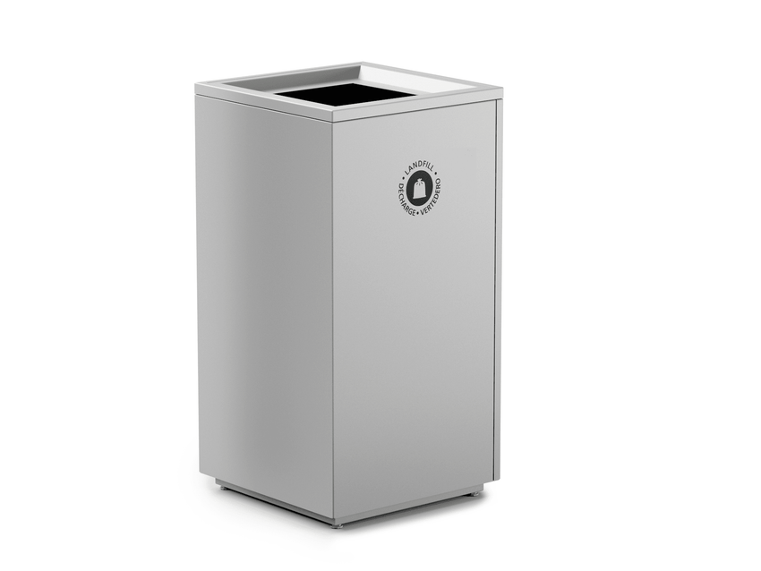 Magnuson VA1818L Valuta 40 - Gallon Steel Waste Receptacle with Internal Rigid Liner and Integrated Bag Arms (MAG - VA1818L) - SchoolOutlet