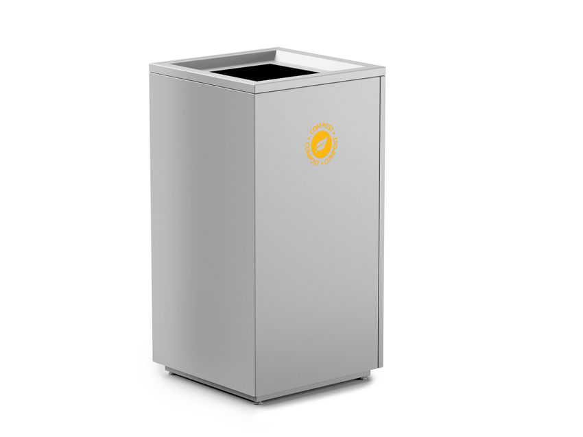 Magnuson VA1818L Valuta 40 - Gallon Steel Waste Receptacle with Internal Rigid Liner and Integrated Bag Arms (MAG - VA1818L) - SchoolOutlet