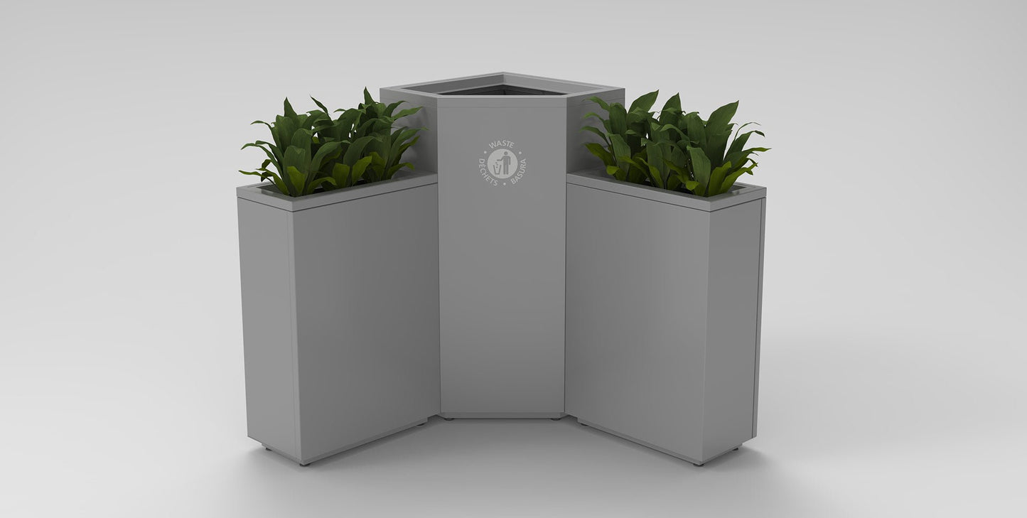 Magnuson VA1818L Valuta 40 - Gallon Steel Waste Receptacle with Internal Rigid Liner and Integrated Bag Arms (MAG - VA1818L) - SchoolOutlet