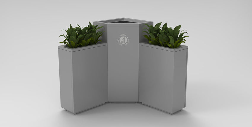 Magnuson VA1818L Valuta 40 - Gallon Steel Waste Receptacle with Internal Rigid Liner and Integrated Bag Arms (MAG - VA1818L) - SchoolOutlet