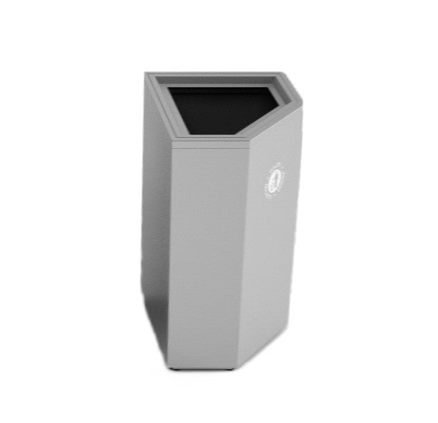 Magnuson VA18SCL Valuta 35 - Gallon Steel Corner Waste Receptacle with Internal Rigid Liner and Bag Arms (MAG - VA18SCL) - SchoolOutlet