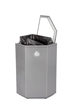 Magnuson Valuta 35-Gallon Steel Corner Waste Receptacle with Internal Rigid Liner and Bag Arms (MAG-VA18SCL)