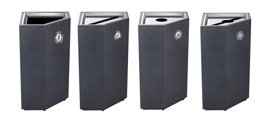 Magnuson VA18SCL Valuta 35 - Gallon Steel Corner Waste Receptacle with Internal Rigid Liner and Bag Arms (MAG - VA18SCL) - SchoolOutlet