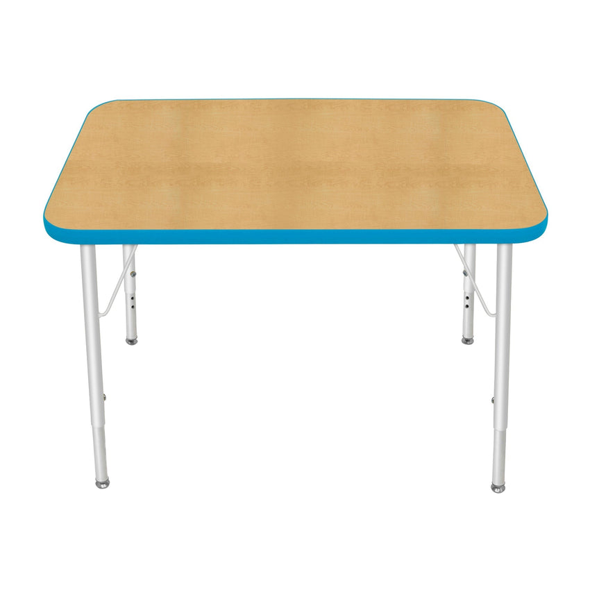 Mahar Creative Colors Small Rectangle Activity Table Preschool Height Adjustable Legs 36"W x 24"D x 17" - 25"H (MHR - 2436LO) - SchoolOutlet