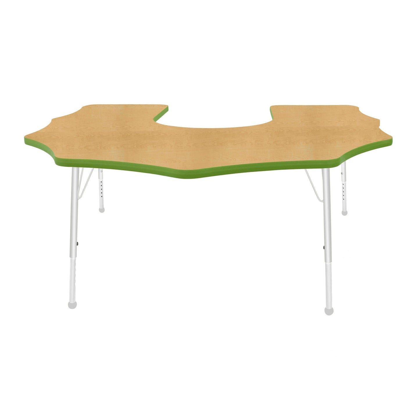 Mahar Creative Colors Scalloped Horseshoe Activity Table Preschool Height Adjustable Legs 60"W x 66"D x 17" - 25"H (MHR-6066SHLO)