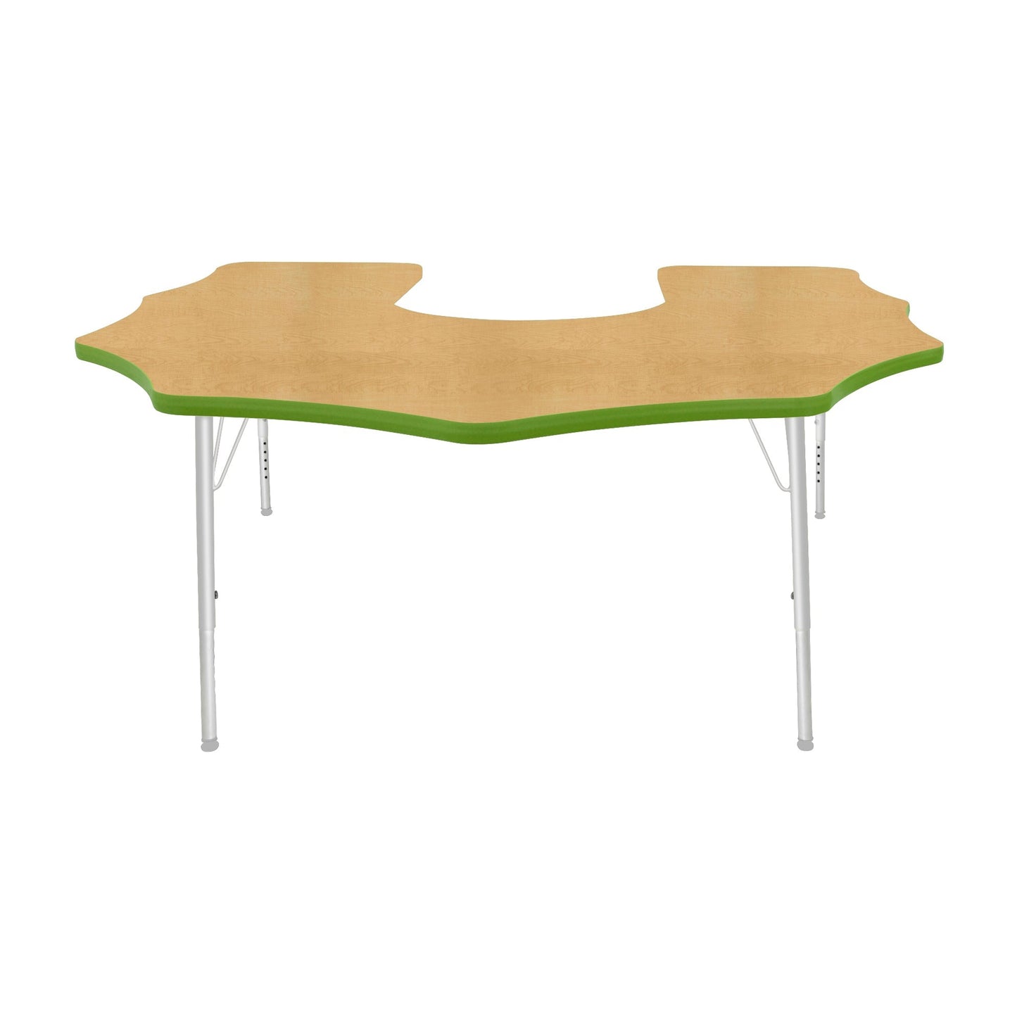 Mahar Creative Colors Scalloped Horseshoe Activity Table Preschool Height Adjustable Legs 60"W x 66"D x 17" - 25"H (MHR-6066SHLO)