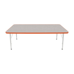Mahar Creative Colors Large Rectangle Activity Table Preschool Height Adjustable Legs 72"W x 36"D x 17" - 25"H (MHR-3672LO)