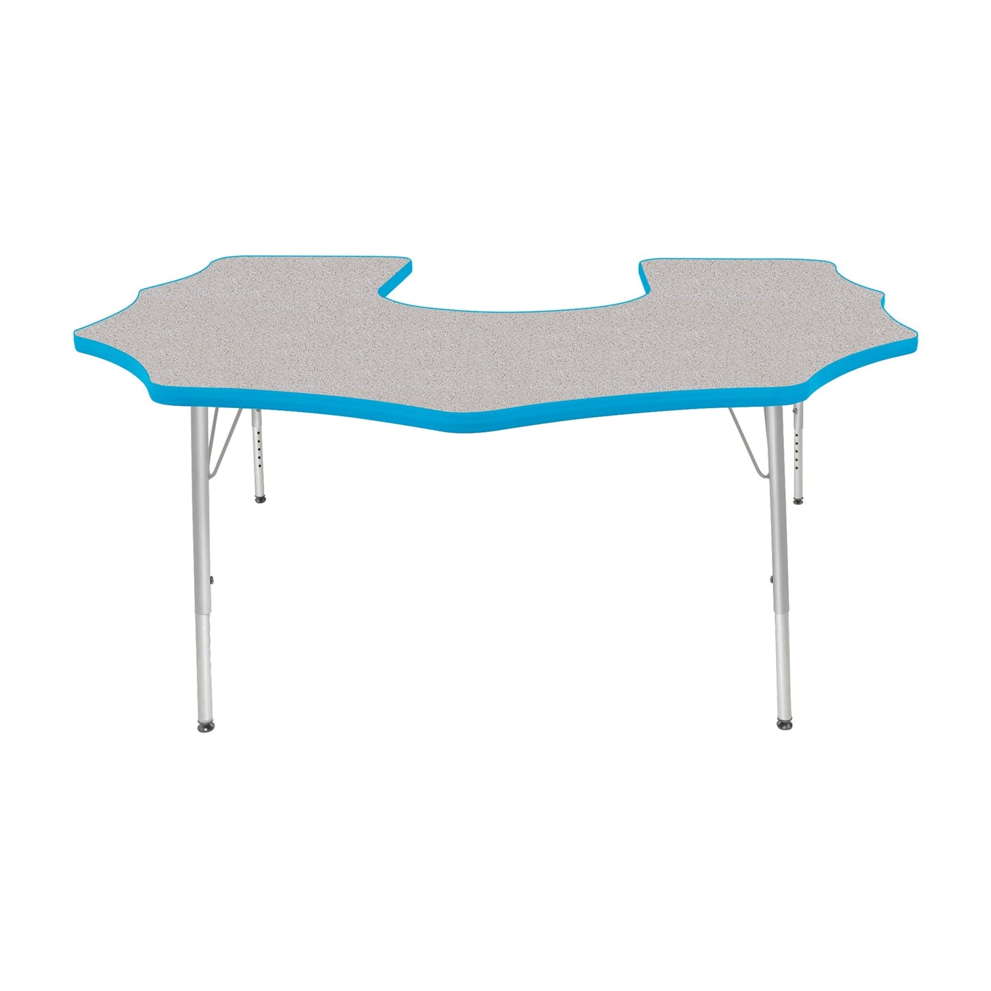 Mahar Creative Colors Scalloped Horseshoe Activity Table Preschool Height Adjustable Legs 60"W x 66"D x 17" - 25"H (MHR-6066SHLO)