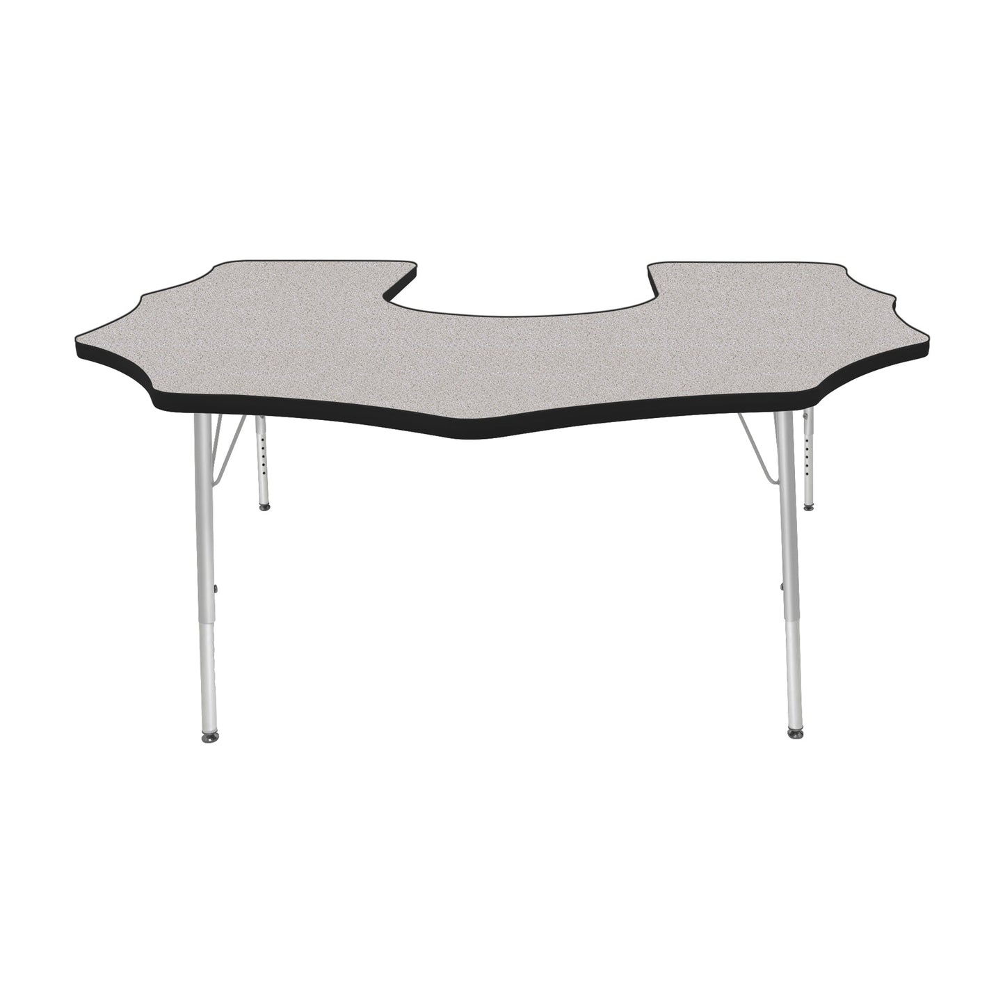 Mahar Creative Colors Scalloped Horseshoe Activity Table Preschool Height Adjustable Legs 60"W x 66"D x 17" - 25"H (MHR-6066SHLO)