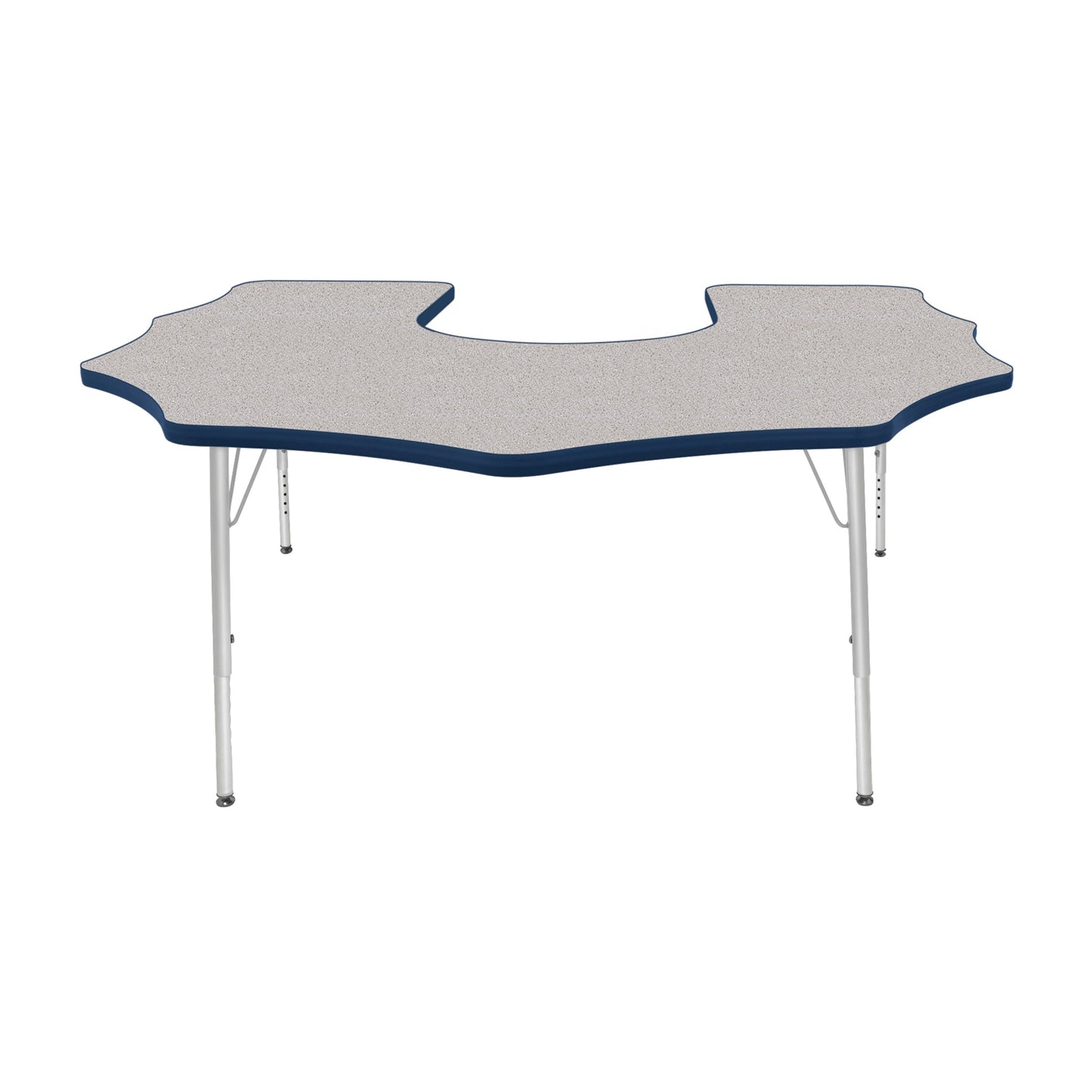 Mahar Creative Colors Scalloped Horseshoe Activity Table Preschool Height Adjustable Legs 60"W x 66"D x 17" - 25"H (MHR-6066SHLO)