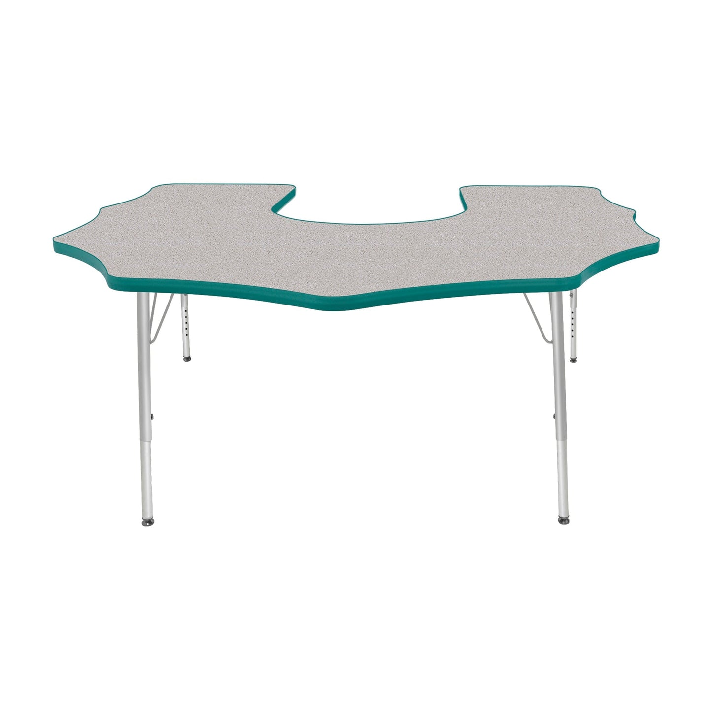 Mahar Creative Colors Scalloped Horseshoe Activity Table Preschool Height Adjustable Legs 60"W x 66"D x 17" - 25"H (MHR-6066SHLO)