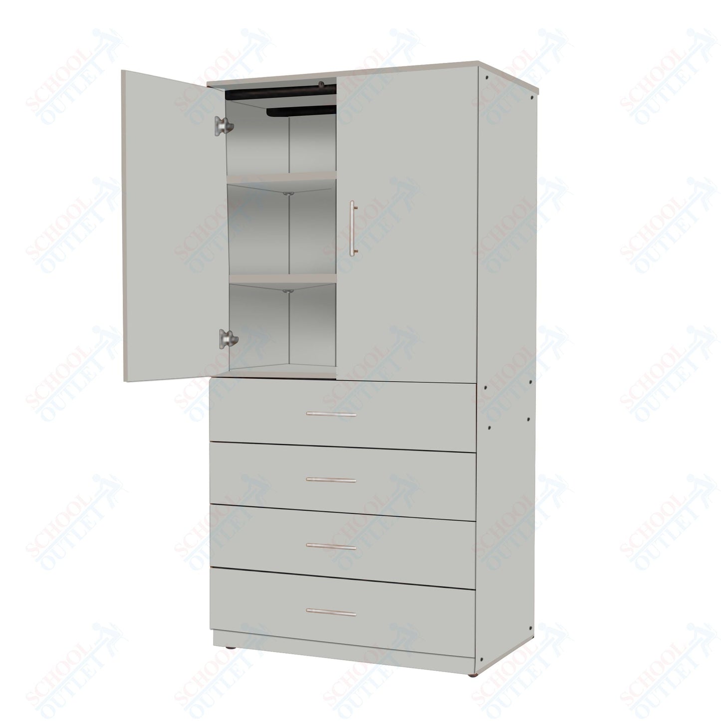 Marco Mobile Tall Cabinet, Doors, 4 Drawers, 2 Adjustable Shelves - 72"H x 48"W x 24"D (3333 - 48723) - SchoolOutlet