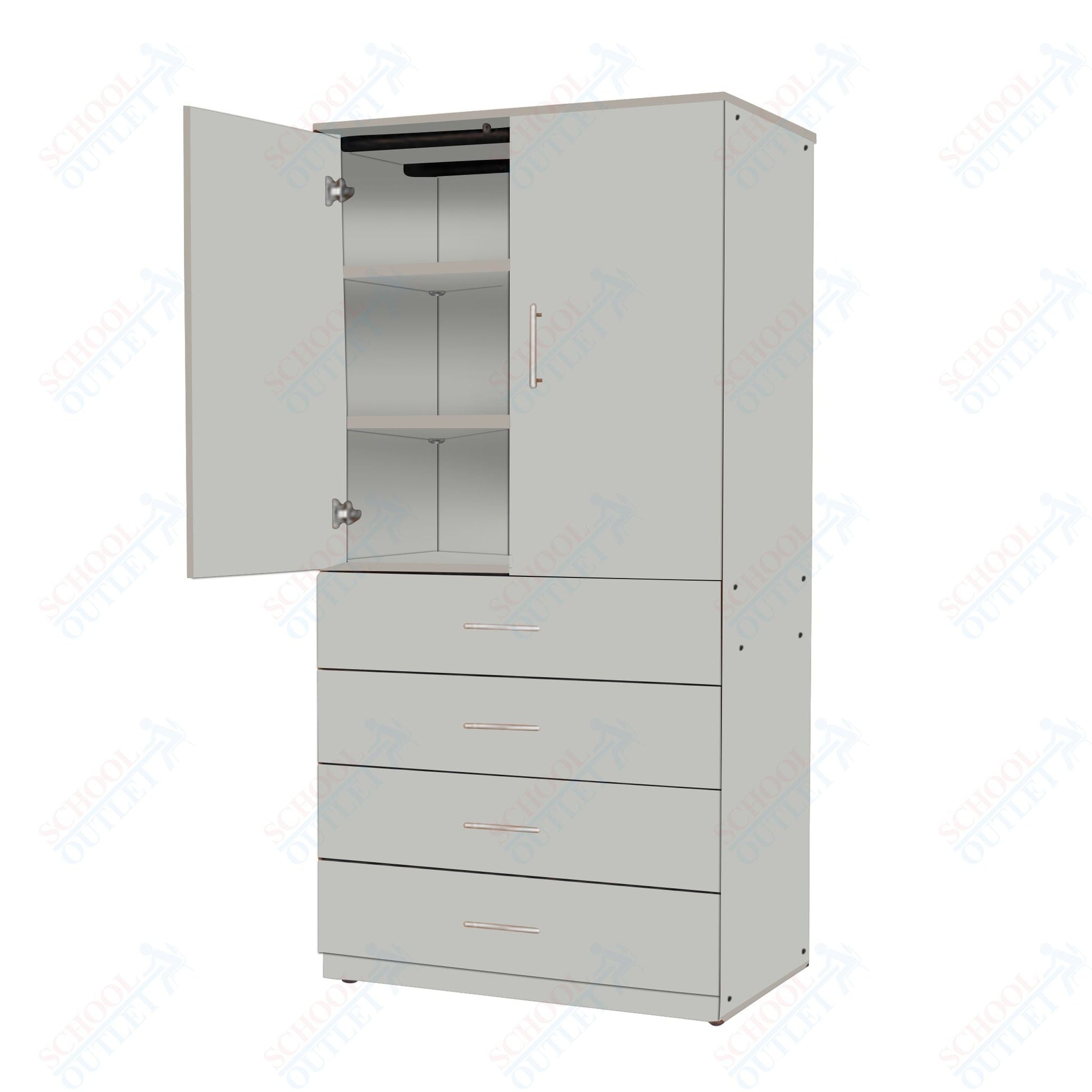Marco Mobile Tall Cabinet, Doors, 4 Drawers, 2 Adjustable Shelves - 72"H x 48"W x 24"D (3333 - 48723) - SchoolOutlet