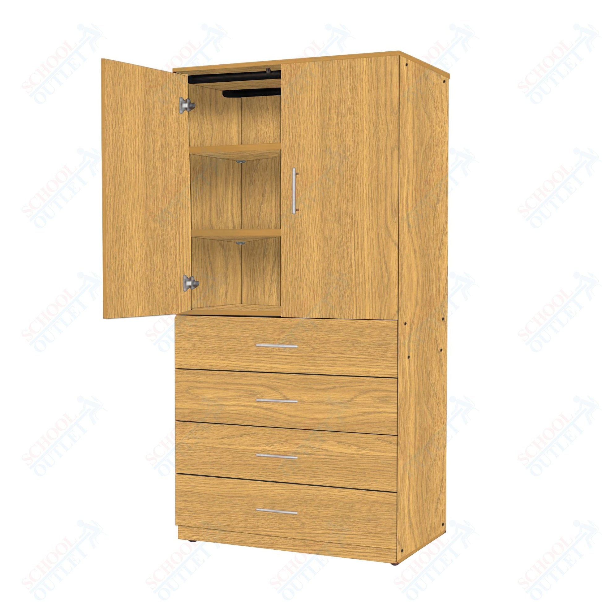 Marco Mobile Tall Cabinet, Doors, 4 Drawers, 2 Adjustable Shelves - 72"H x 48"W x 24"D (3333 - 48723) - SchoolOutlet