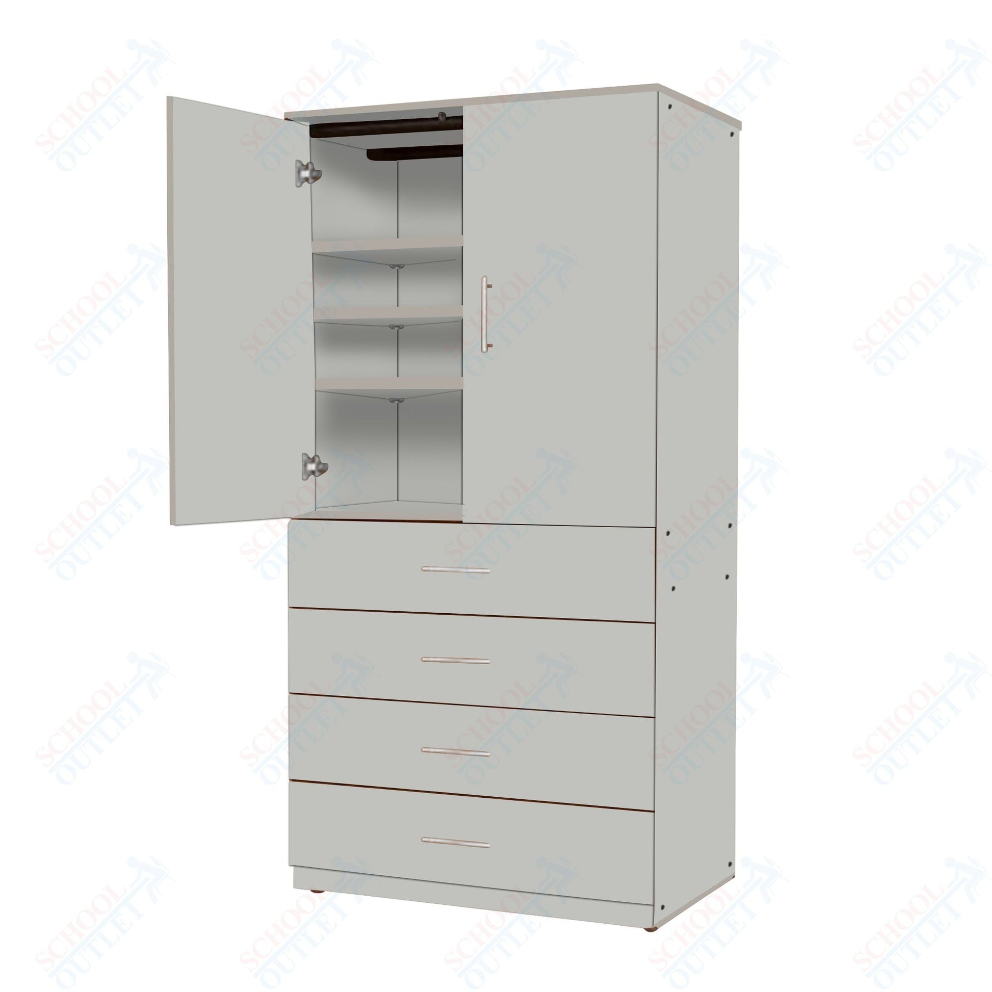 Marco Mobile Tall Cabinet, Doors, 4 Drawers, 3 Adjustable Shelves - 84"H x 48"W x 30"D (3333 - 48844) - SchoolOutlet