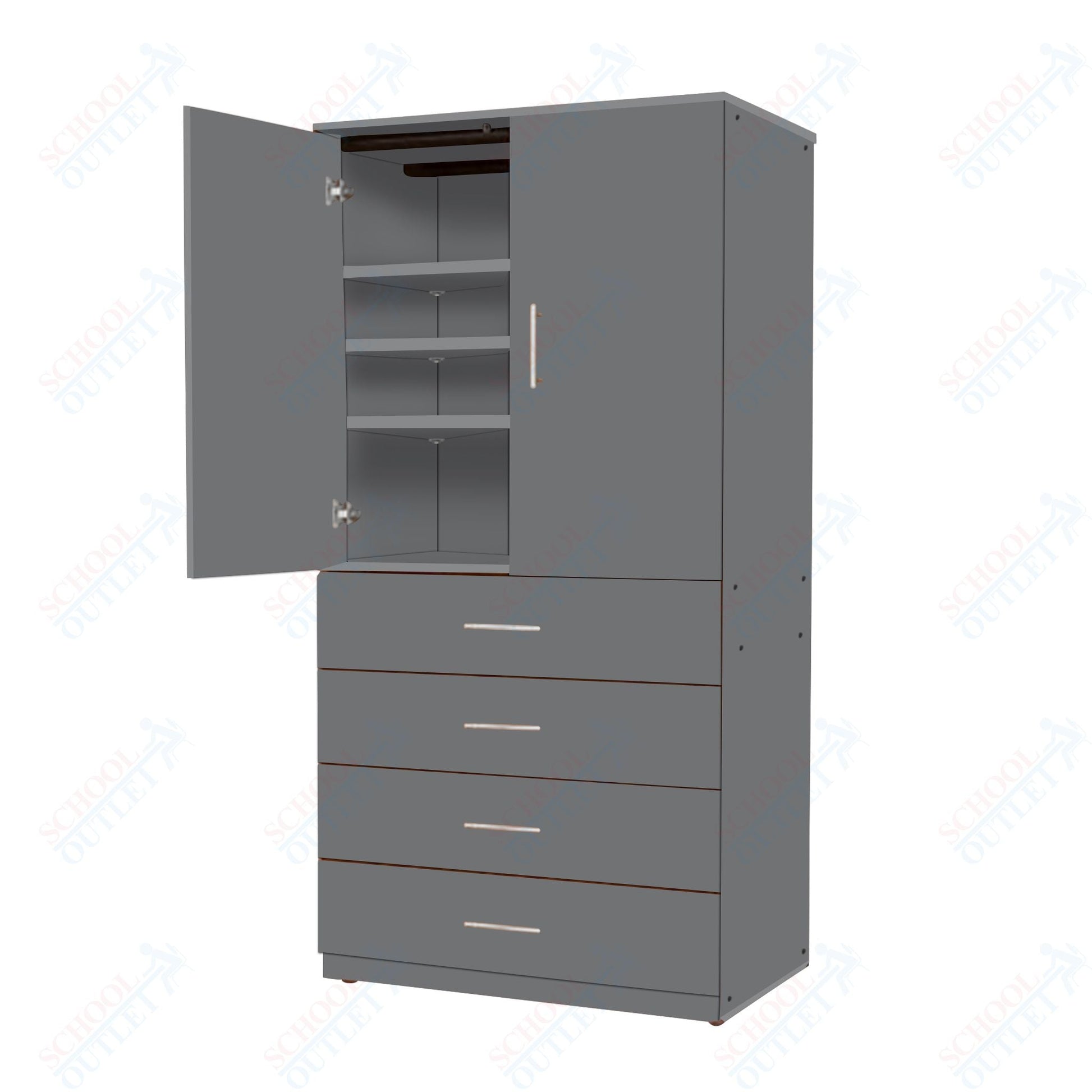 Marco Mobile Tall Cabinet, Doors, 4 Drawers, 3 Adjustable Shelves - 84"H x 48"W x 30"D (3333 - 48844) - SchoolOutlet