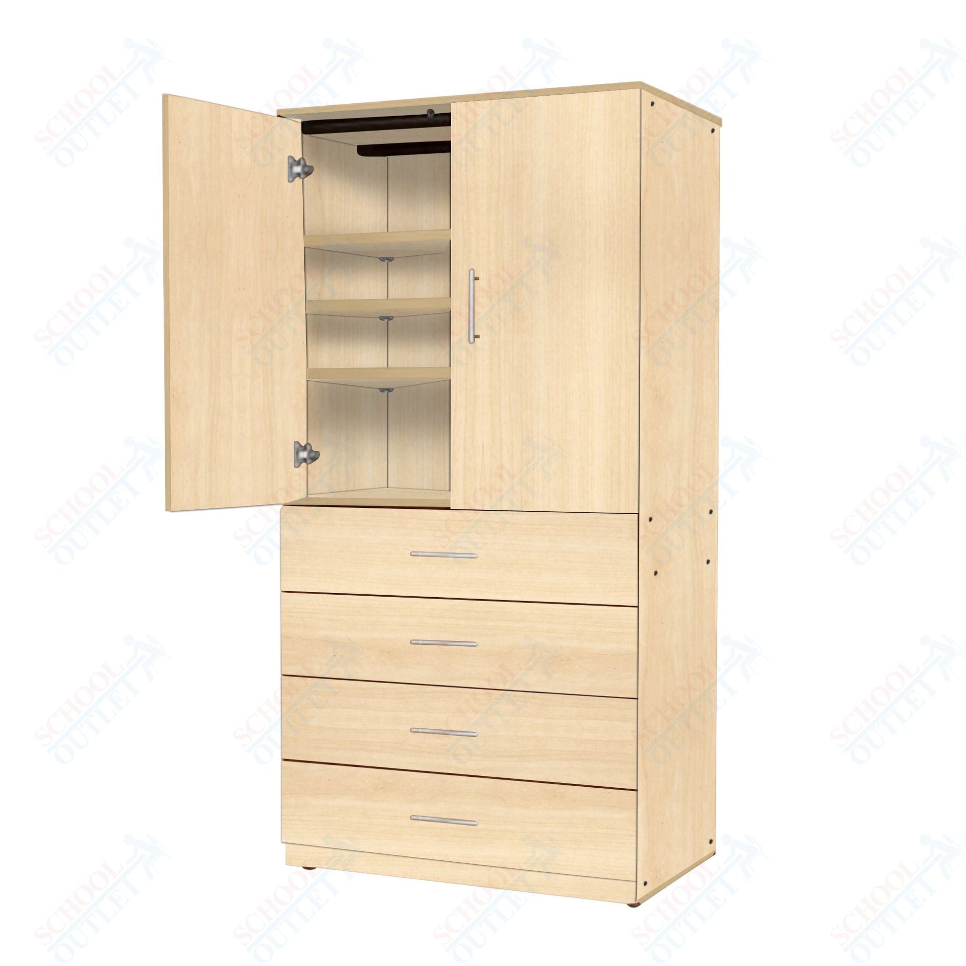 Marco Mobile Tall Cabinet, Doors, 4 Drawers, 3 Adjustable Shelves - 84"H x 48"W x 30"D (3333 - 48844) - SchoolOutlet