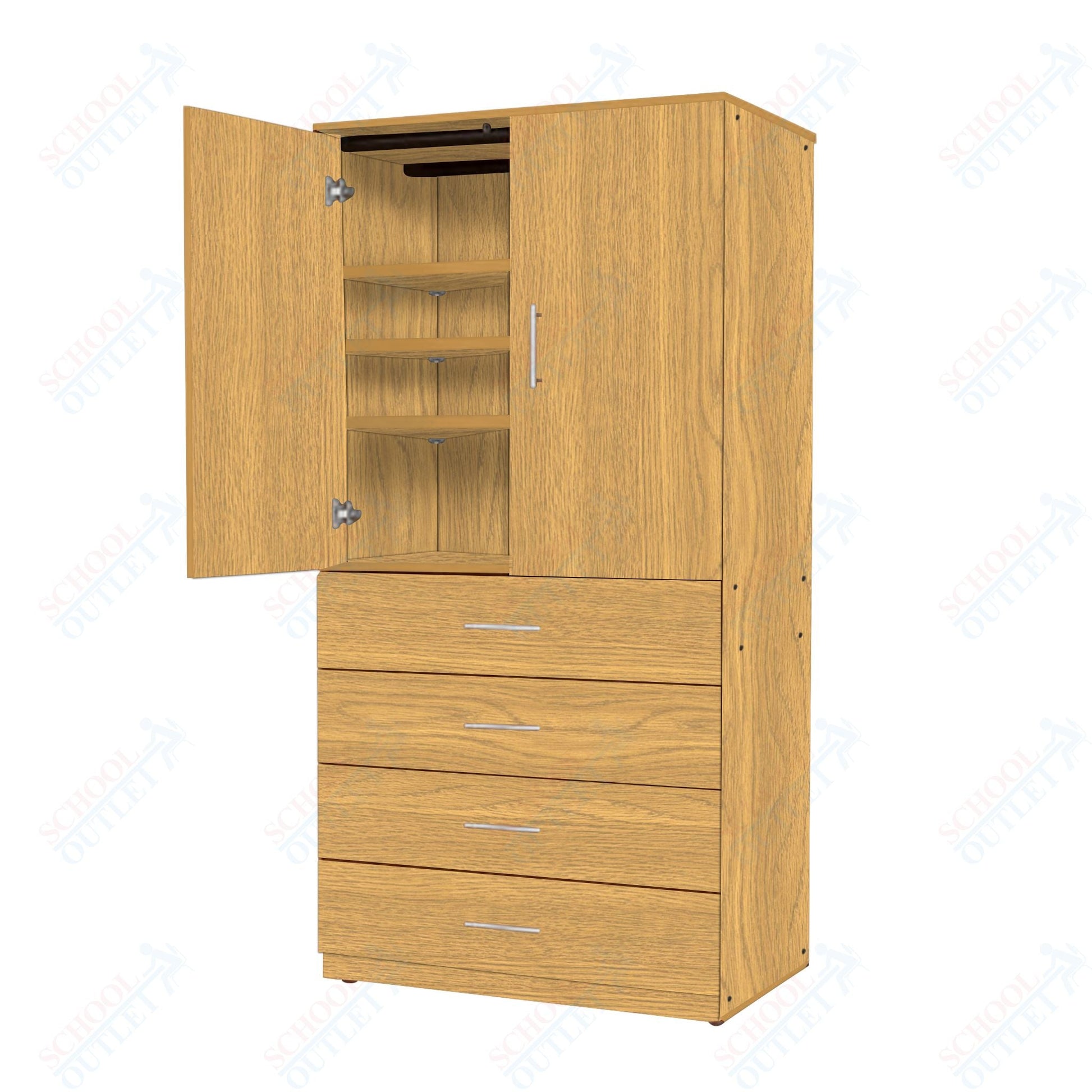 Marco Mobile Tall Cabinet, Doors, 4 Drawers, 3 Adjustable Shelves - 84"H x 48"W x 30"D (3333 - 48844) - SchoolOutlet