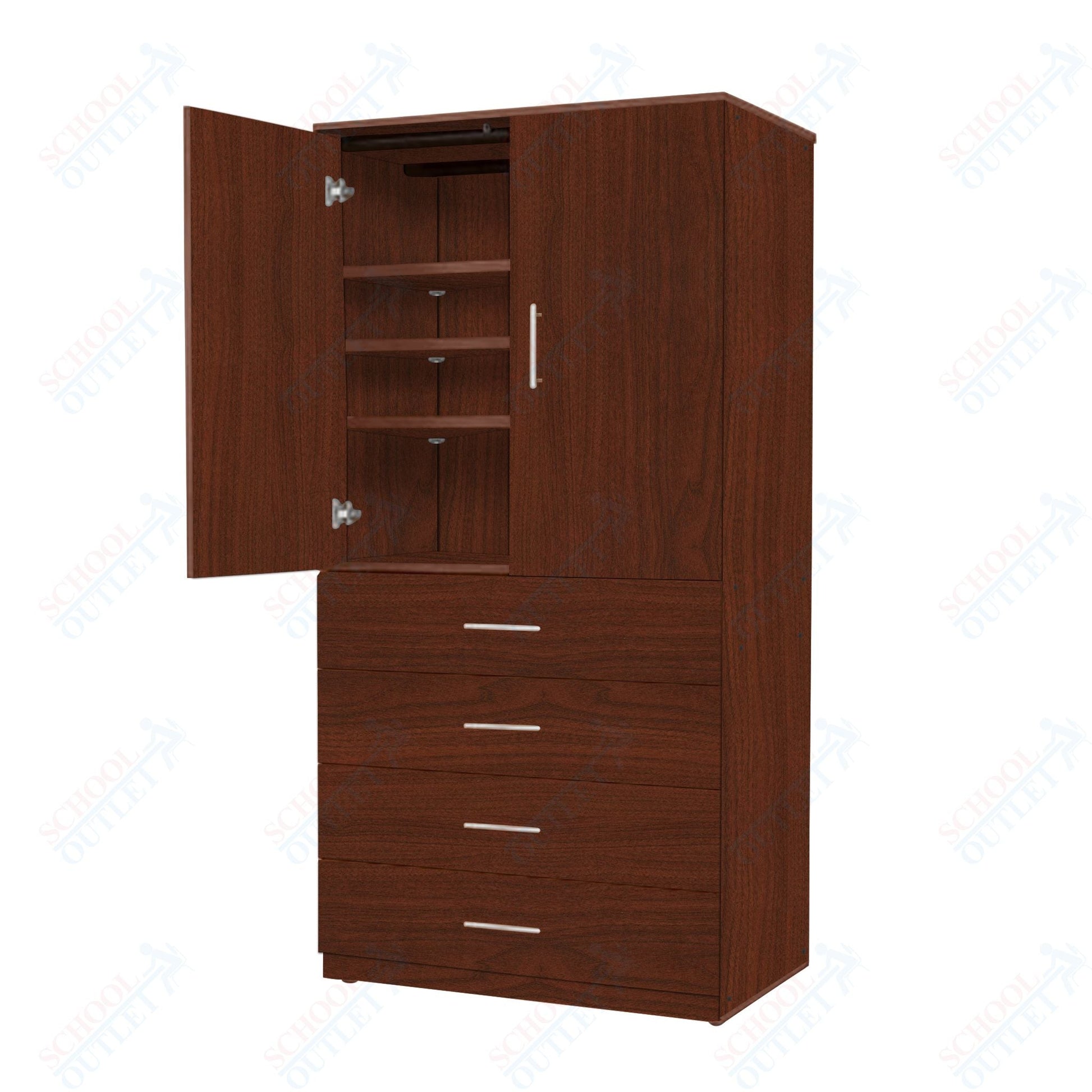 Marco Mobile Tall Cabinet, Doors, 4 Drawers, 3 Adjustable Shelves - 84"H x 48"W x 30"D (3333 - 48844) - SchoolOutlet