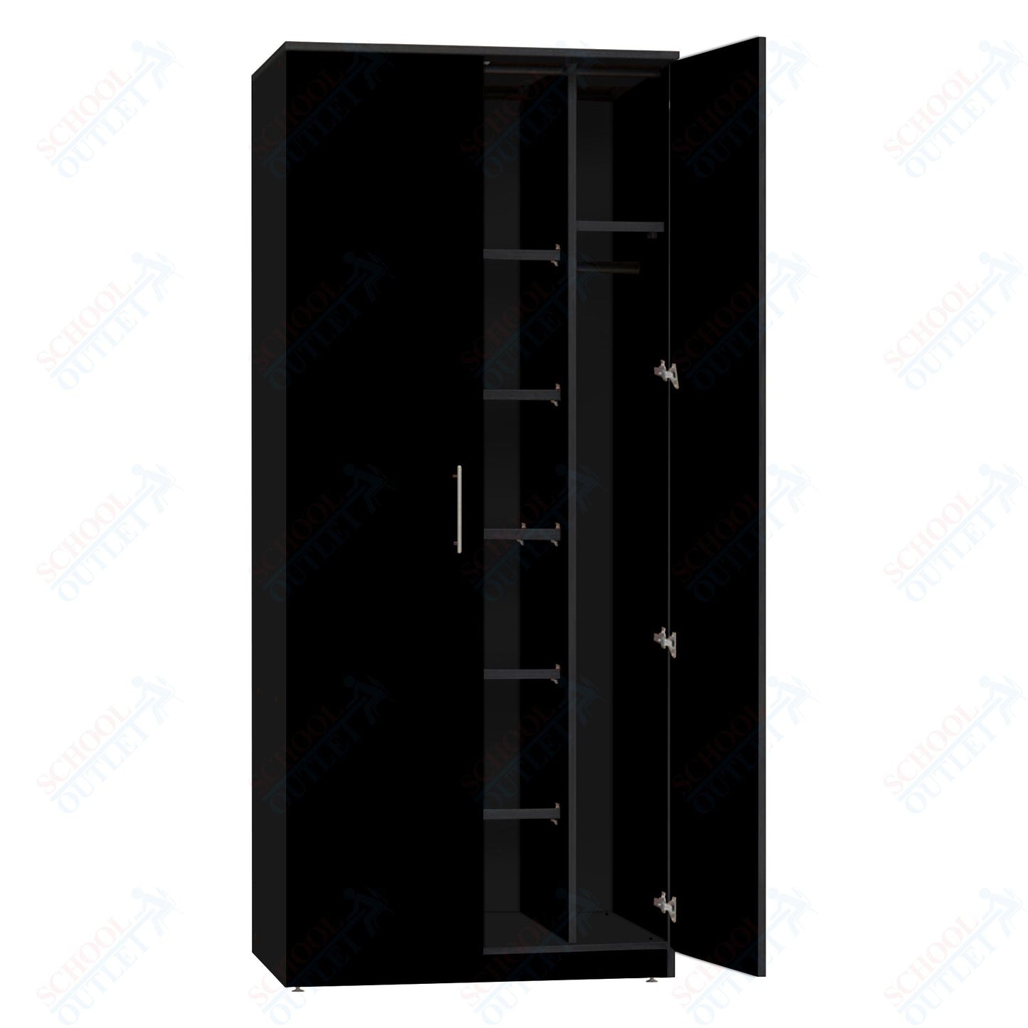 Marco Mobile Wardrobe, Doors, 1 Fixed and 4 Adjustable Shelves, Hanger Rod - 72"H x 48"W x 24"D (3335 - 48723) - SchoolOutlet