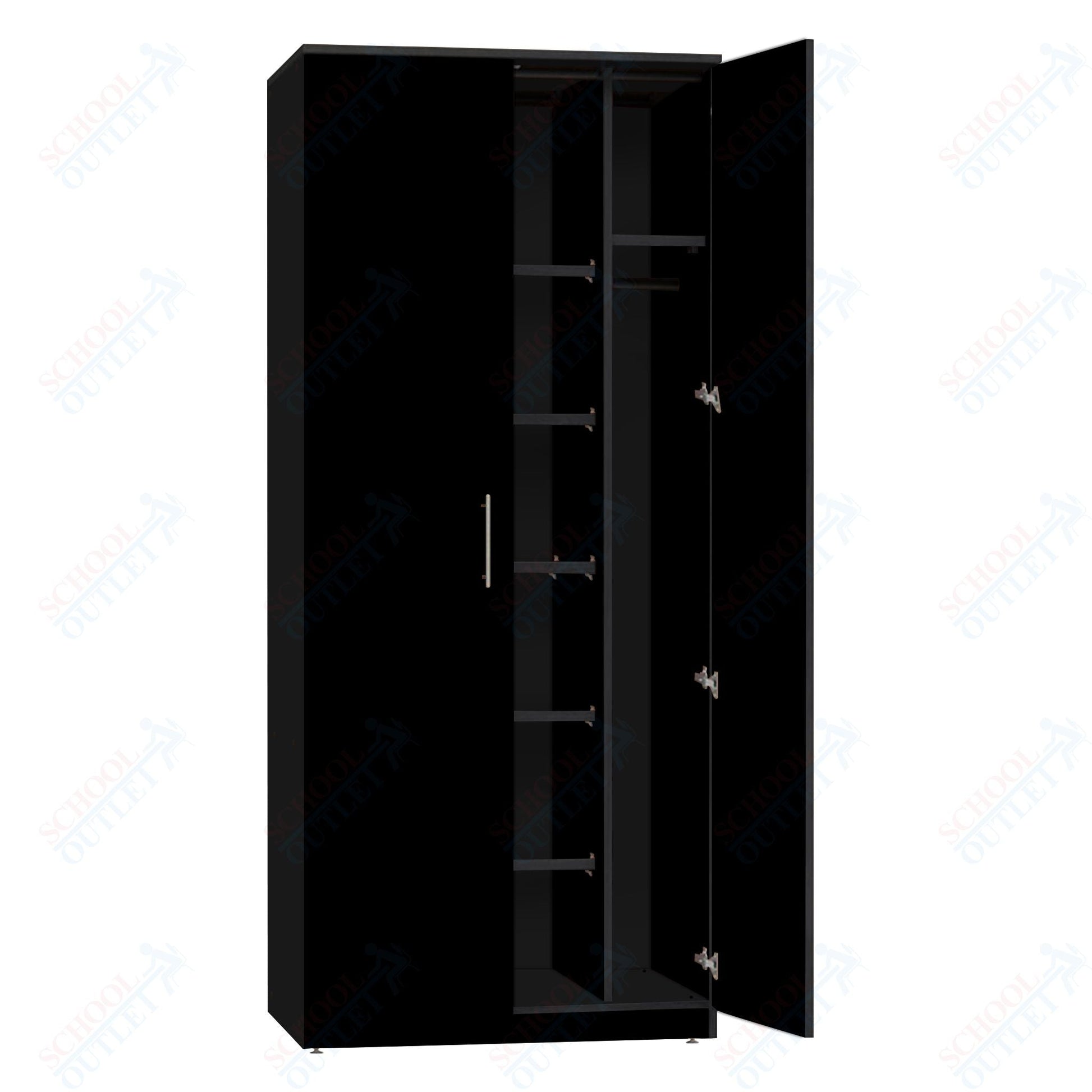 Marco Mobile Wardrobe, Doors, 1 Fixed and 4 Adjustable Shelves, Hanger Rod - 72"H x 48"W x 24"D (3335 - 48723) - SchoolOutlet