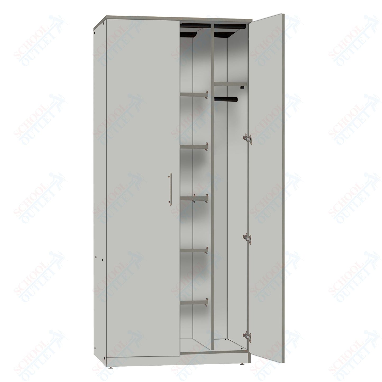 Marco Mobile Wardrobe, Doors, 1 Fixed and 4 Adjustable Shelves, Hanger Rod - 72"H x 48"W x 24"D (3335 - 48723) - SchoolOutlet