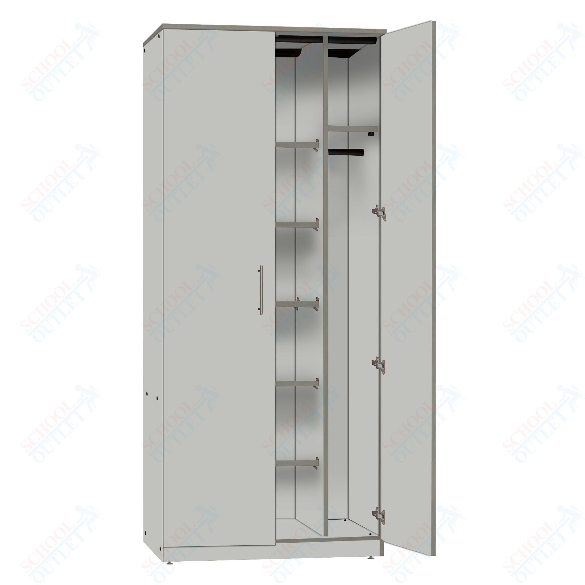 Marco Mobile Wardrobe, Doors, 1 Fixed and 4 Adjustable Shelves, Hanger Rod - 72"H x 48"W x 24"D (3335 - 48723) - SchoolOutlet