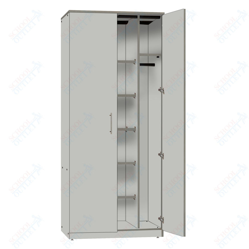 Marco Mobile Wardrobe, Doors, 1 Fixed and 4 Adjustable Shelves, Hanger Rod - 72"H x 48"W x 24"D (3335 - 48723) - SchoolOutlet