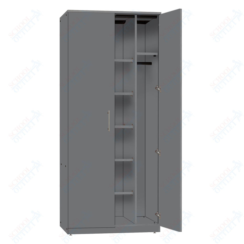 Marco Mobile Wardrobe, Doors, 1 Fixed and 4 Adjustable Shelves, Hanger Rod - 72"H x 48"W x 24"D (3335 - 48723) - SchoolOutlet