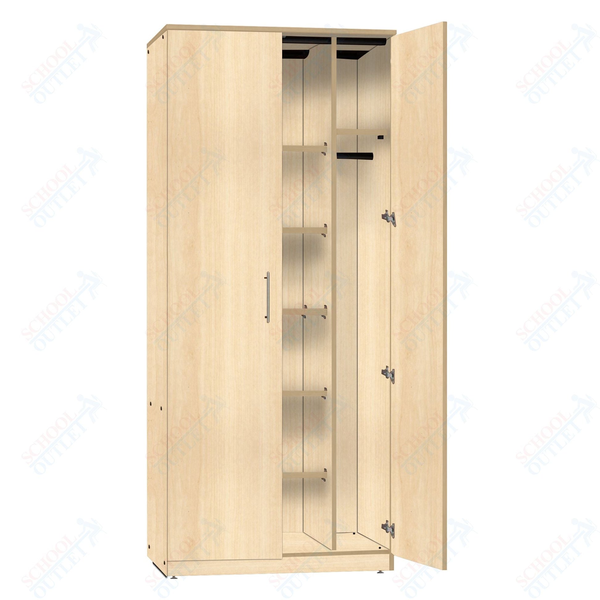 Marco Mobile Wardrobe, Doors, 1 Fixed and 4 Adjustable Shelves, Hanger Rod - 72"H x 48"W x 24"D (3335 - 48723) - SchoolOutlet