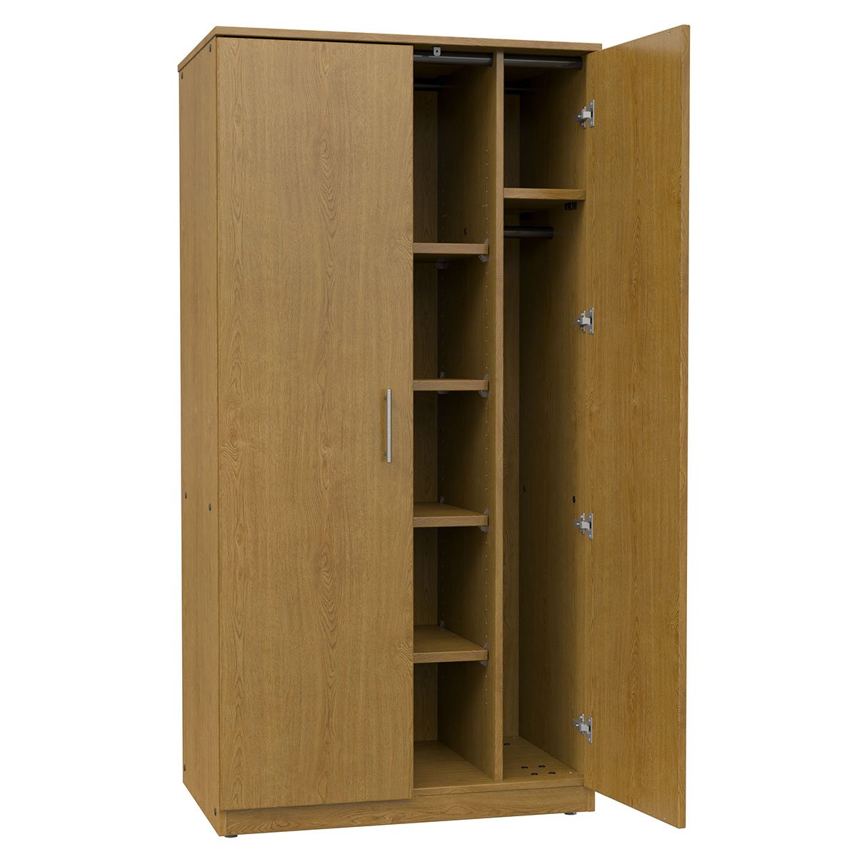 Marco Mobile Wardrobe, Doors, 1 Fixed and 4 Adjustable Shelves, Hanger Rod - 72"H x 48"W x 24"D (3335 - 48723) - SchoolOutlet