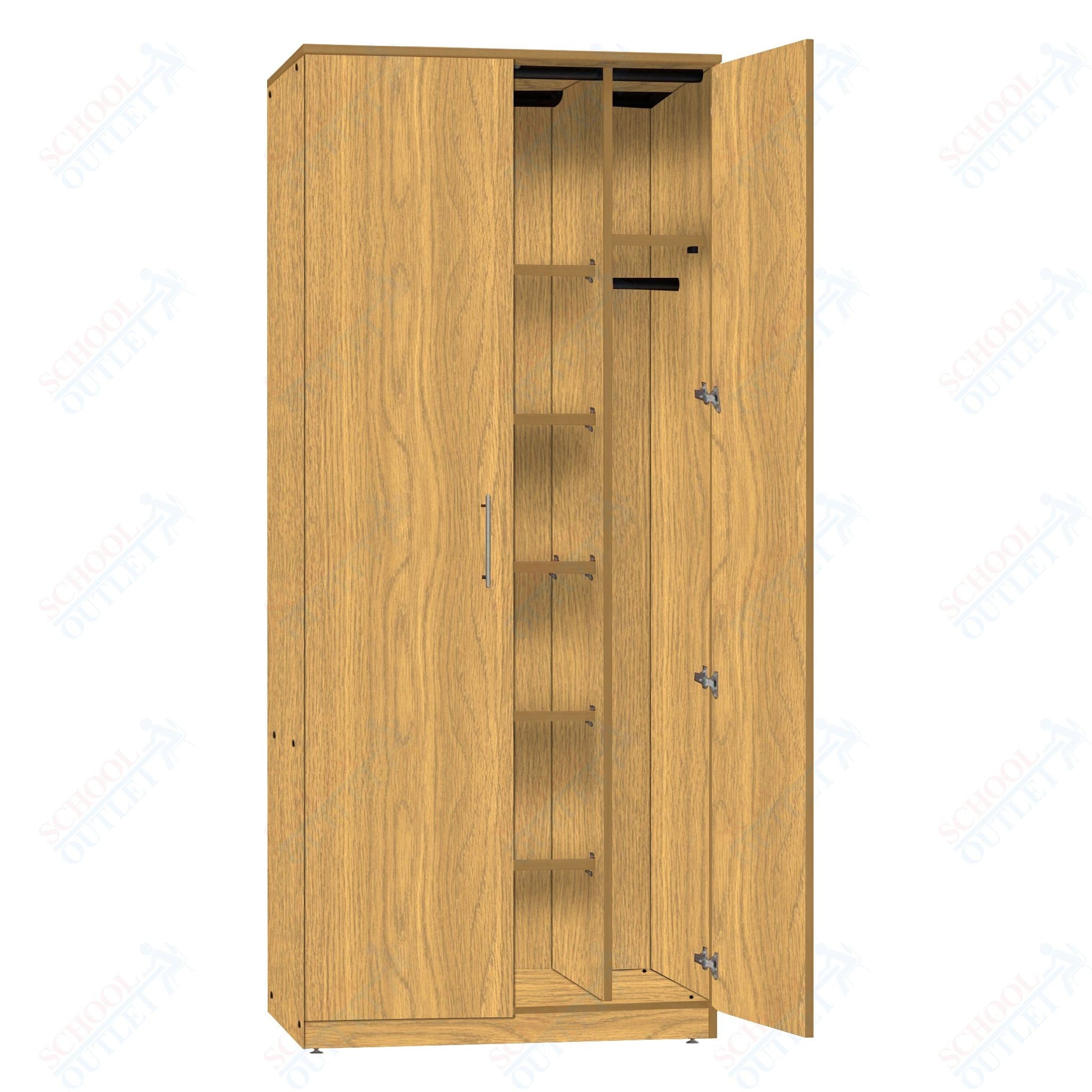 Marco Mobile Wardrobe, Doors, 1 Fixed and 4 Adjustable Shelves, Hanger Rod - 72"H x 48"W x 24"D (3335 - 48723) - SchoolOutlet
