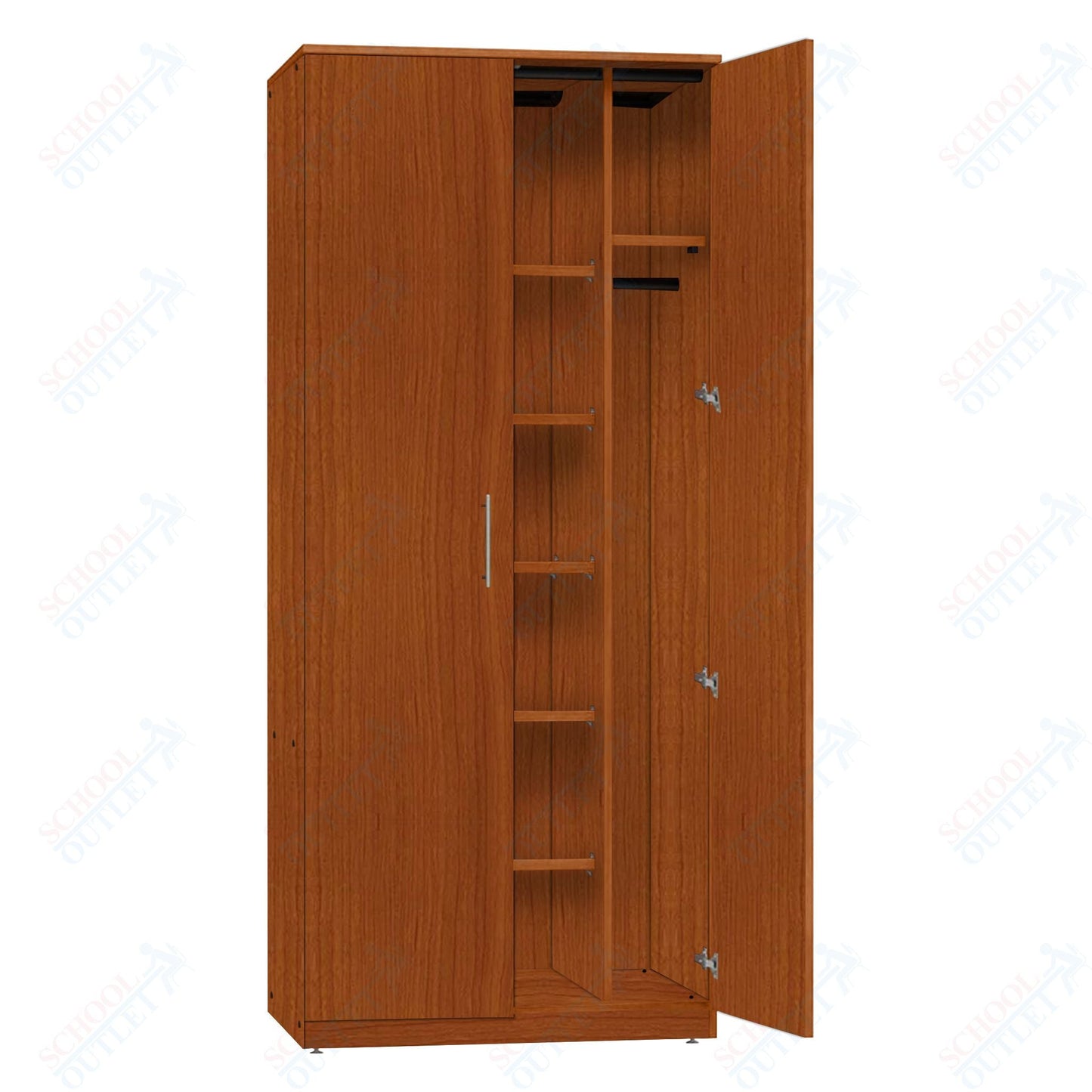 Marco Mobile Wardrobe, Doors, 1 Fixed and 4 Adjustable Shelves, Hanger Rod - 72"H x 48"W x 24"D (3335 - 48723) - SchoolOutlet