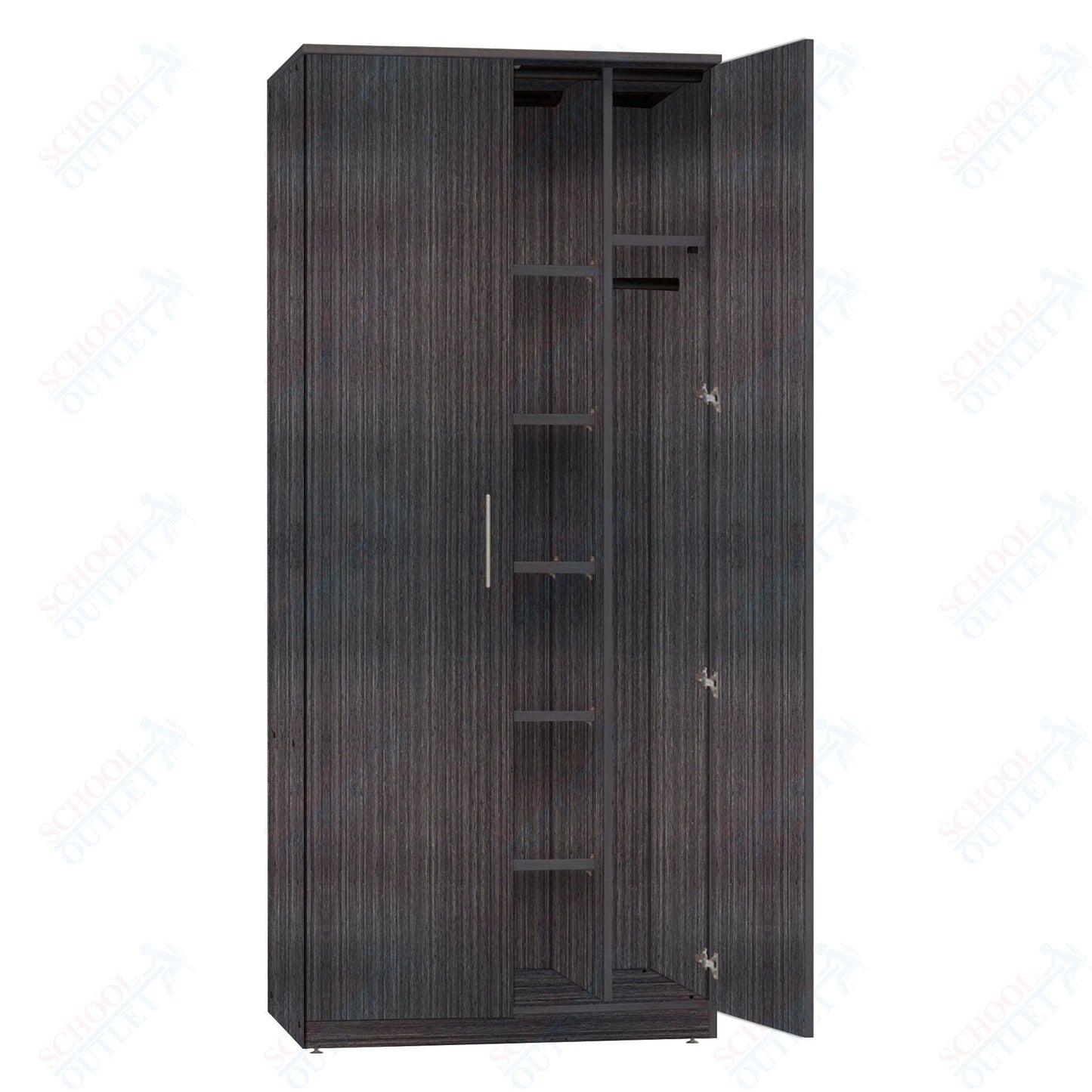 Marco Mobile Wardrobe, Doors, 1 Fixed and 4 Adjustable Shelves, Hanger Rod - 72"H x 48"W x 24"D (3335 - 48723) - SchoolOutlet