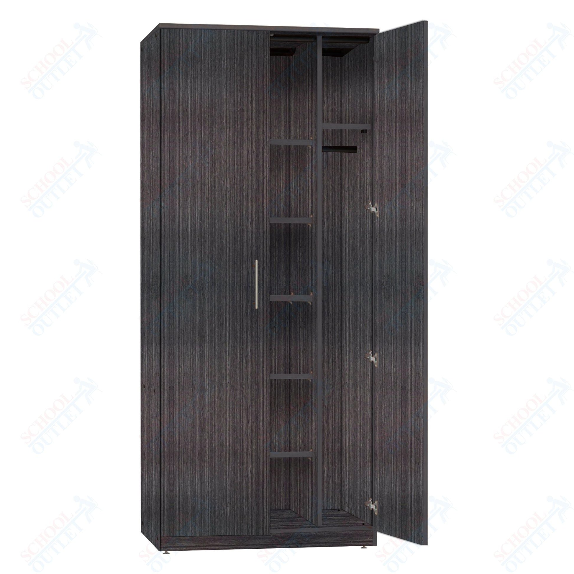 Marco Mobile Wardrobe, Doors, 1 Fixed and 4 Adjustable Shelves, Hanger Rod - 72"H x 48"W x 24"D (3335 - 48723) - SchoolOutlet