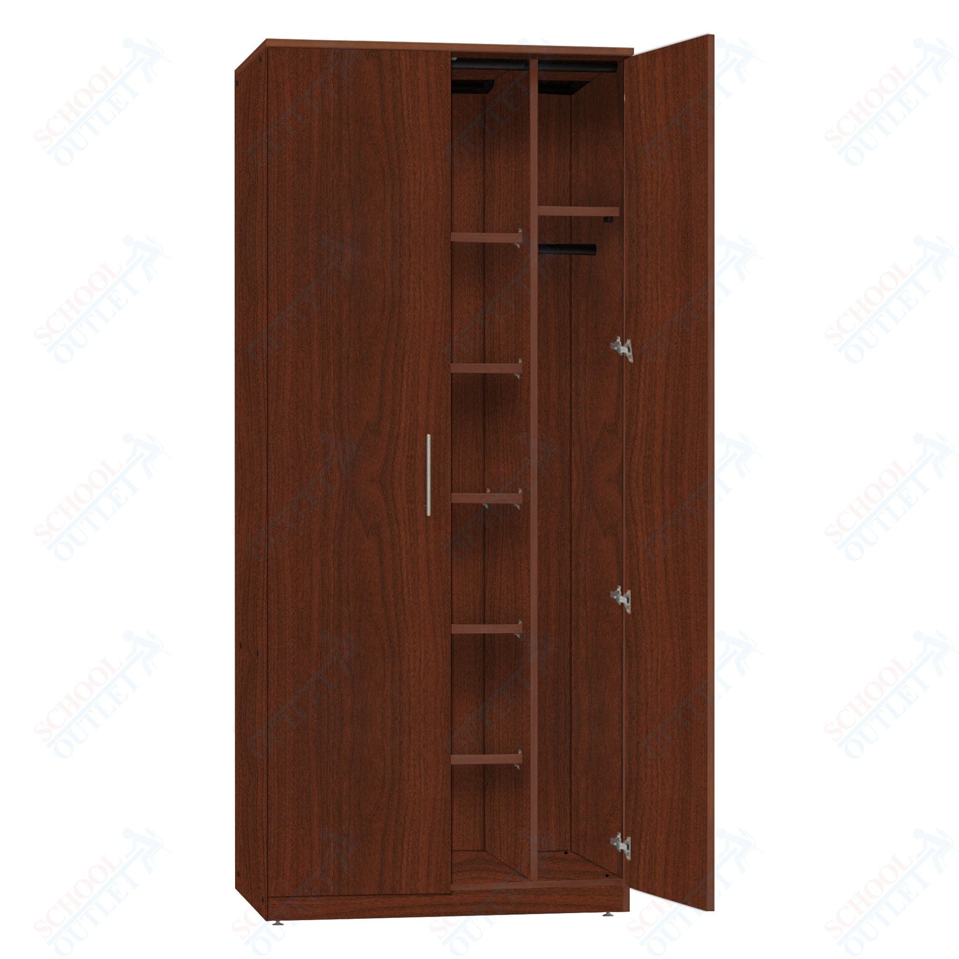 Marco Mobile Wardrobe, Doors, 1 Fixed and 4 Adjustable Shelves, Hanger Rod - 72"H x 48"W x 24"D (3335 - 48723) - SchoolOutlet