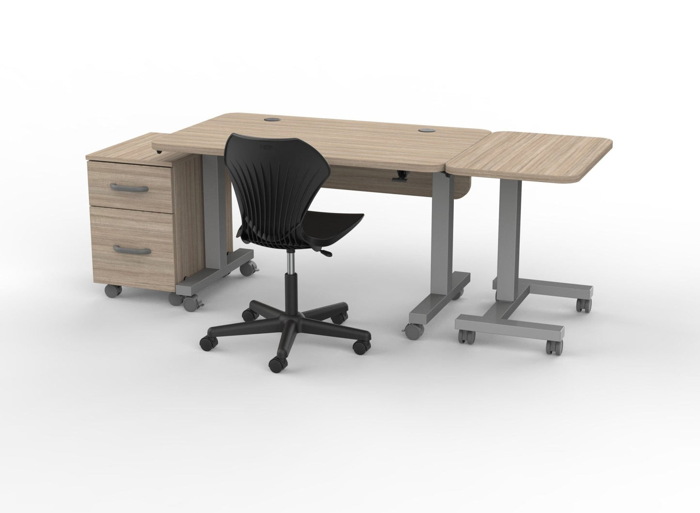 Marco Cue Height-Adjustable Teacher Desk with Mobile Podium - Pneumatic Sit-Stand Workstation 48"W x 30"D x 28"-42"H (MAR-371713-M) - SchoolOutlet