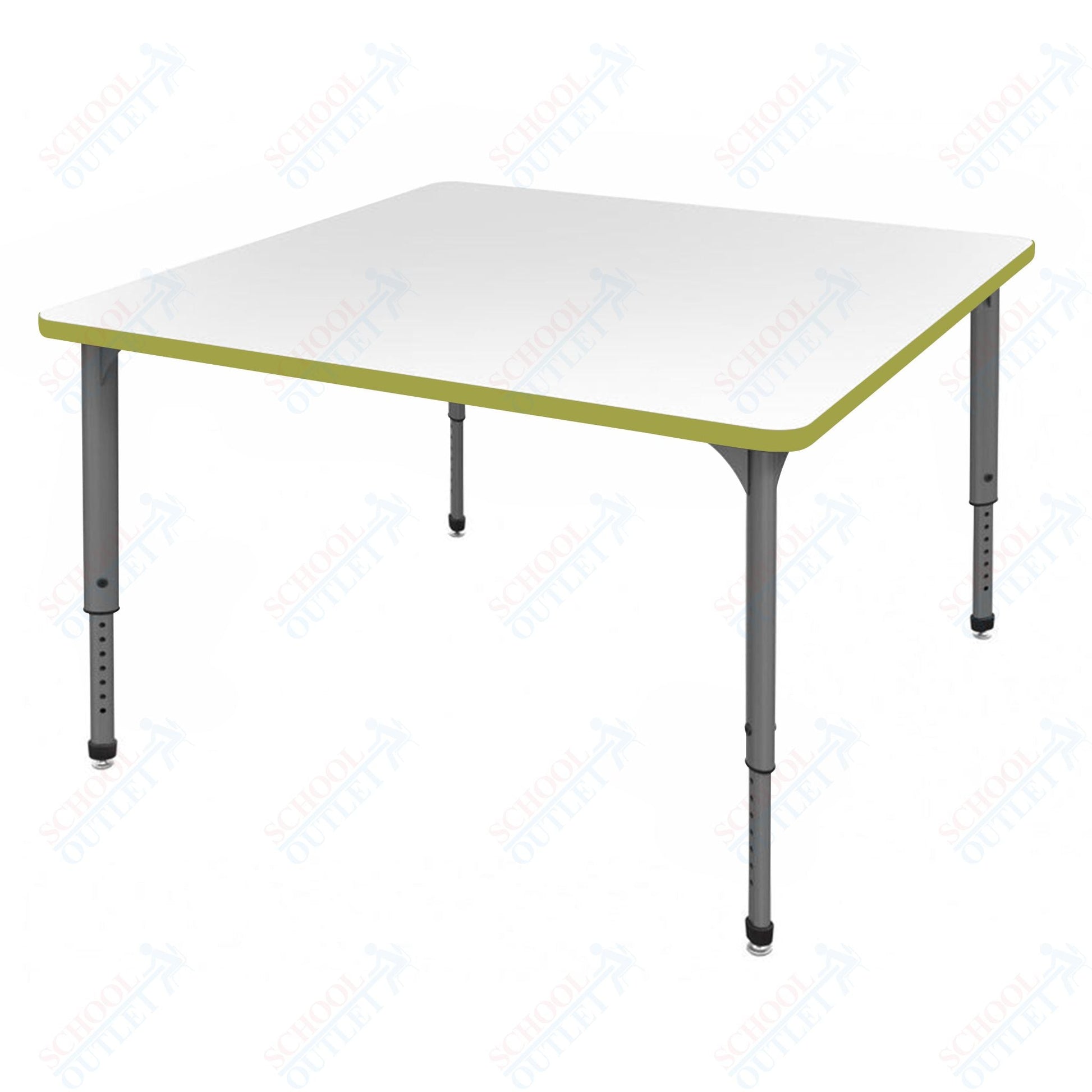 Marco Apex Series 42" Square School Activity Table w/ Dry Erase Top Adj Height 21" - 30" (38 - 2214 - DA) - SchoolOutlet