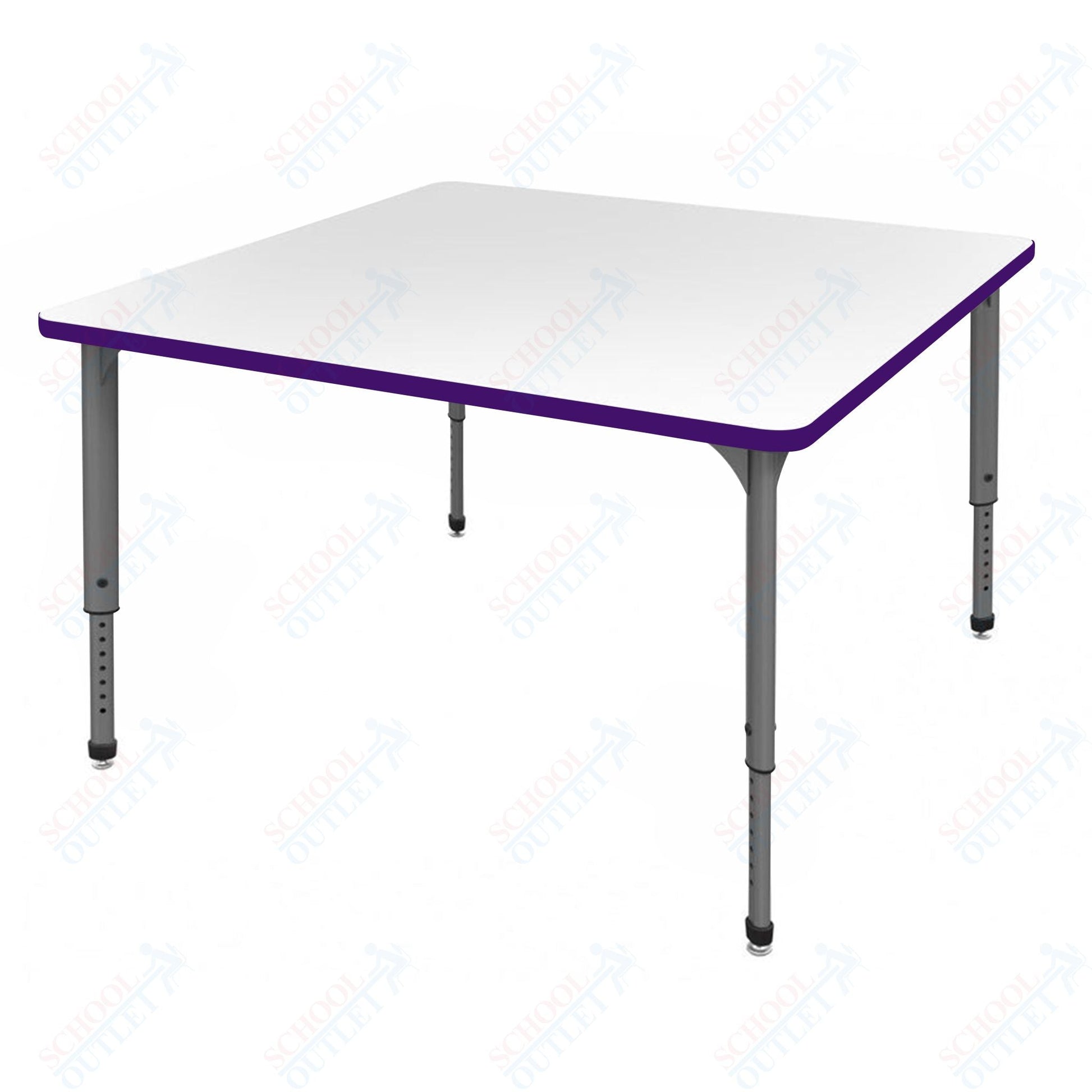 Marco Apex Series 42" Square School Activity Table w/ Dry Erase Top Adj Height 21" - 30" (38 - 2214 - DA) - SchoolOutlet