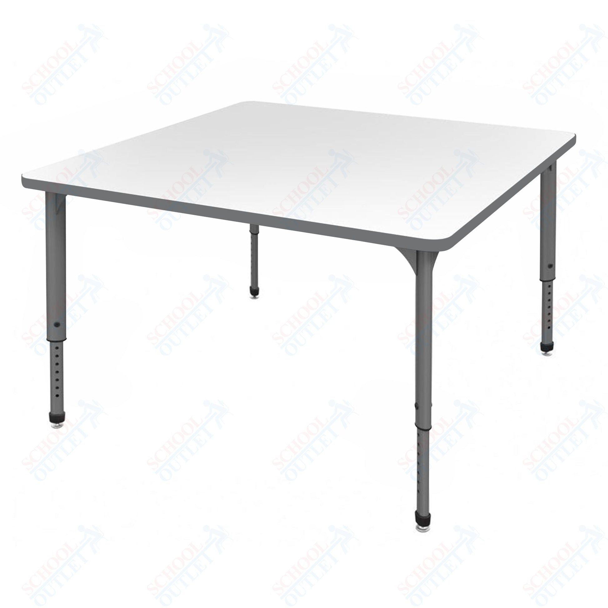 Marco Apex Series 48" Square School Activity Table w/ Dry Erase Top Adj Height 21" - 30" (38 - 2216 - DA) - SchoolOutlet