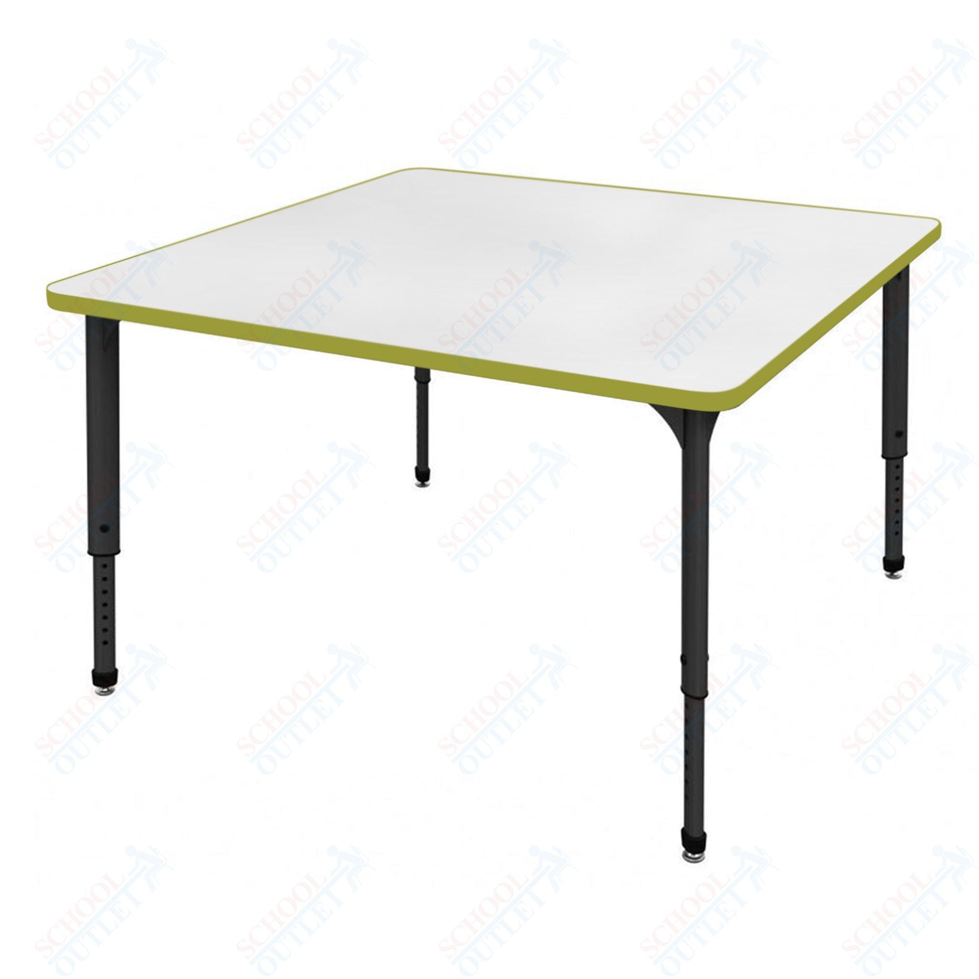 Marco Apex Series 48" Square Preschool Activity Table w/ Dry Erase HPL Top Adj Height 17" - 24" (38 - 2216 - DB) - SchoolOutlet