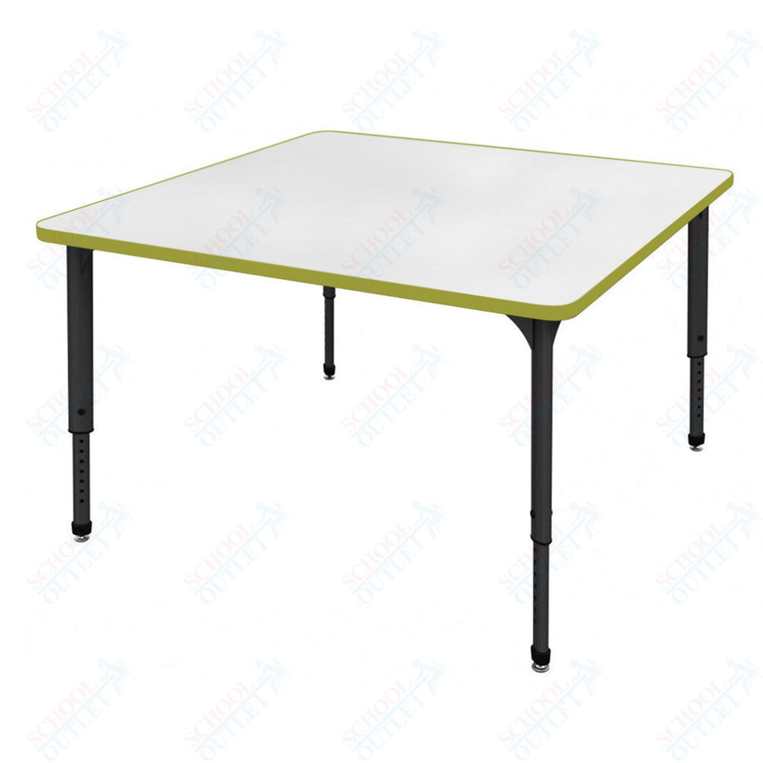 Marco Apex Series 48" Square Preschool Activity Table w/ Dry Erase HPL Top Adj Height 17" - 24" (38 - 2216 - DB) - SchoolOutlet