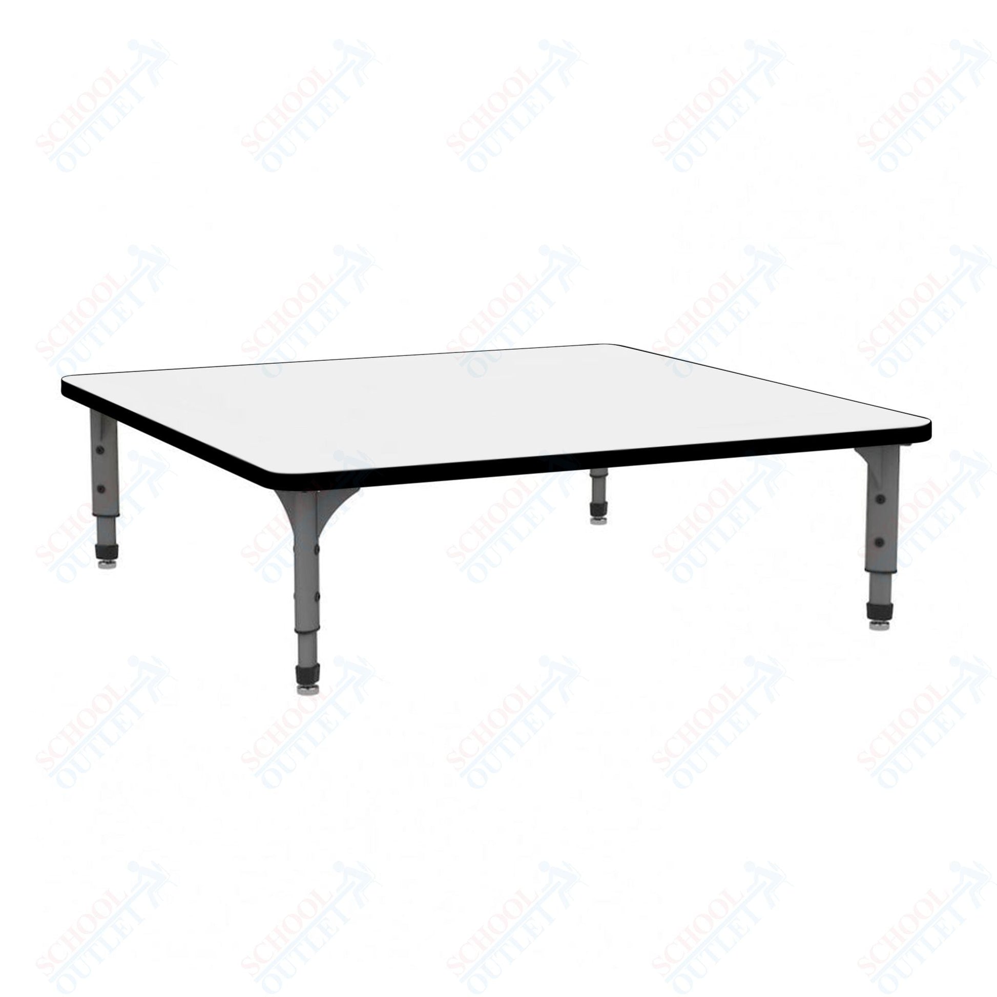 Marco 48" Square Floor Table w/ Dry Erase Top Adj Height 12" - 15" (38 - 2216 - DC) - SchoolOutlet