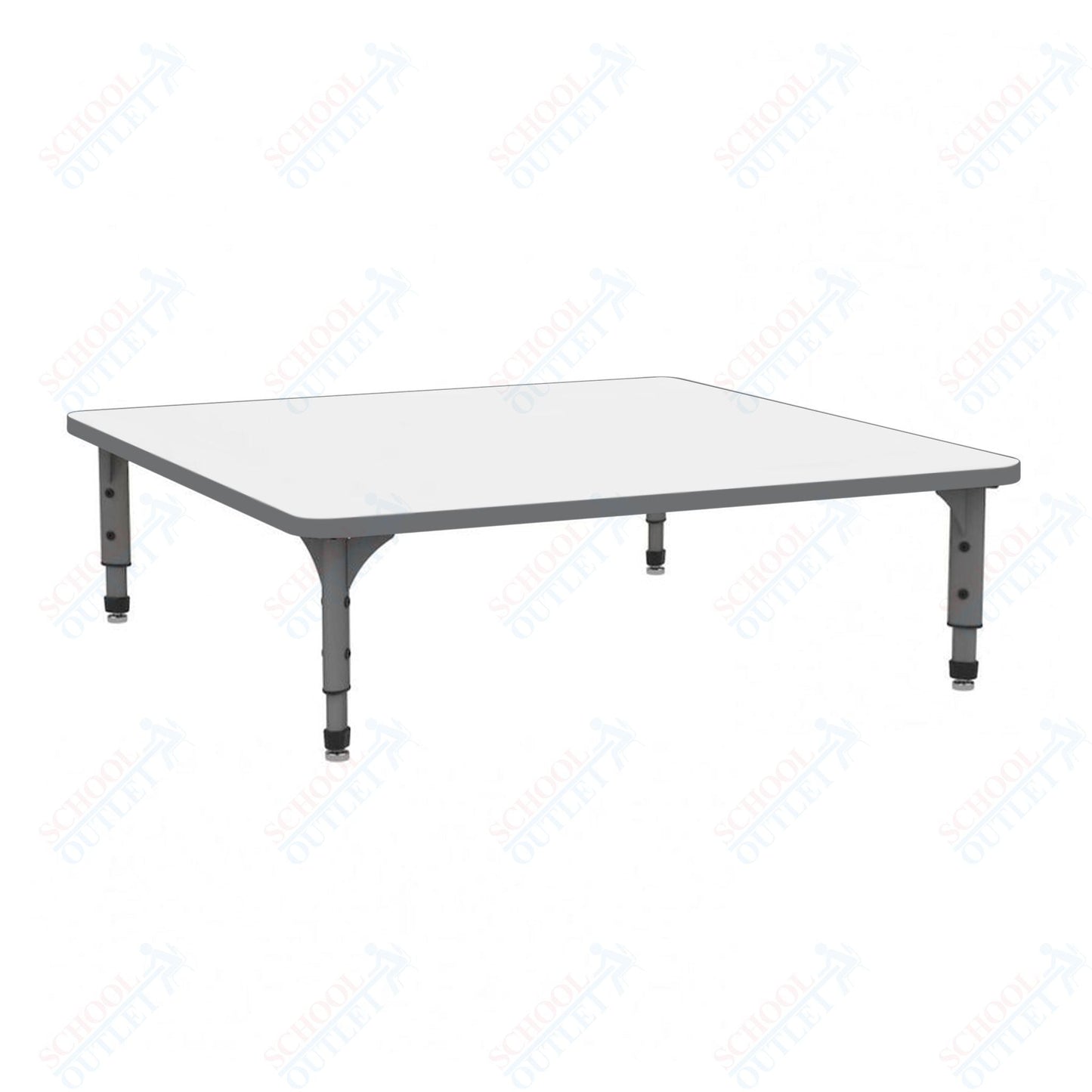 Marco 48" Square Floor Table w/ Dry Erase Top Adj Height 12" - 15" (38 - 2216 - DC) - SchoolOutlet