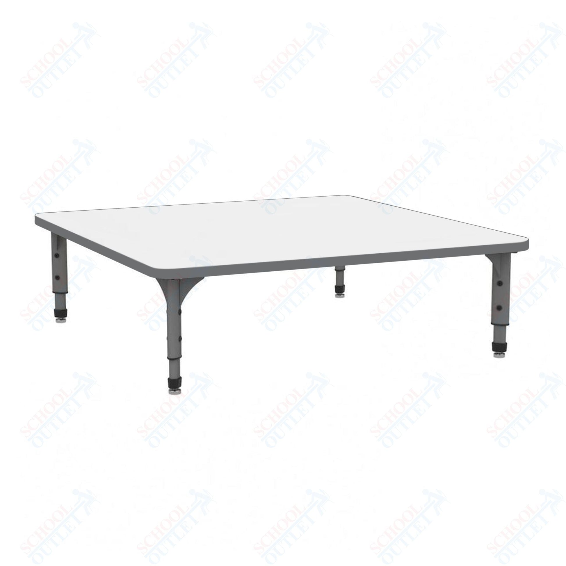 Marco 48" Square Floor Table w/ Dry Erase Top Adj Height 12" - 15" (38 - 2216 - DC) - SchoolOutlet