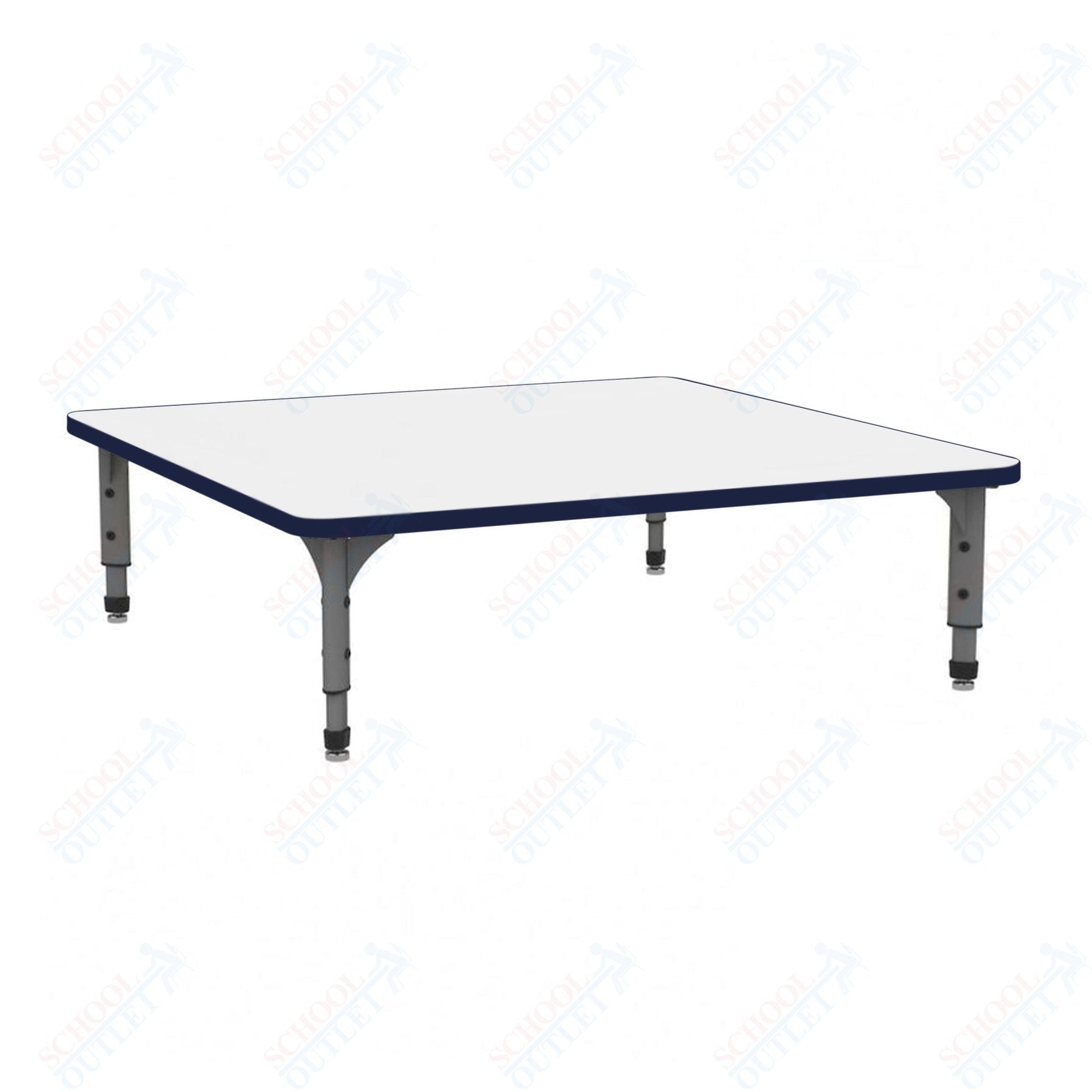 Marco 48" Square Floor Table w/ Dry Erase Top Adj Height 12" - 15" (38 - 2216 - DC) - SchoolOutlet