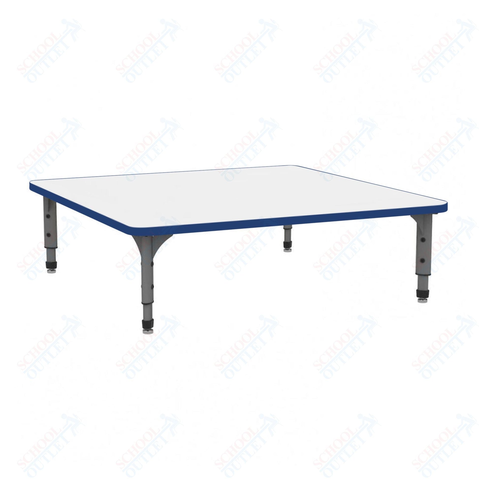 Marco 48" Square Floor Table w/ Dry Erase Top Adj Height 12" - 15" (38 - 2216 - DC) - SchoolOutlet