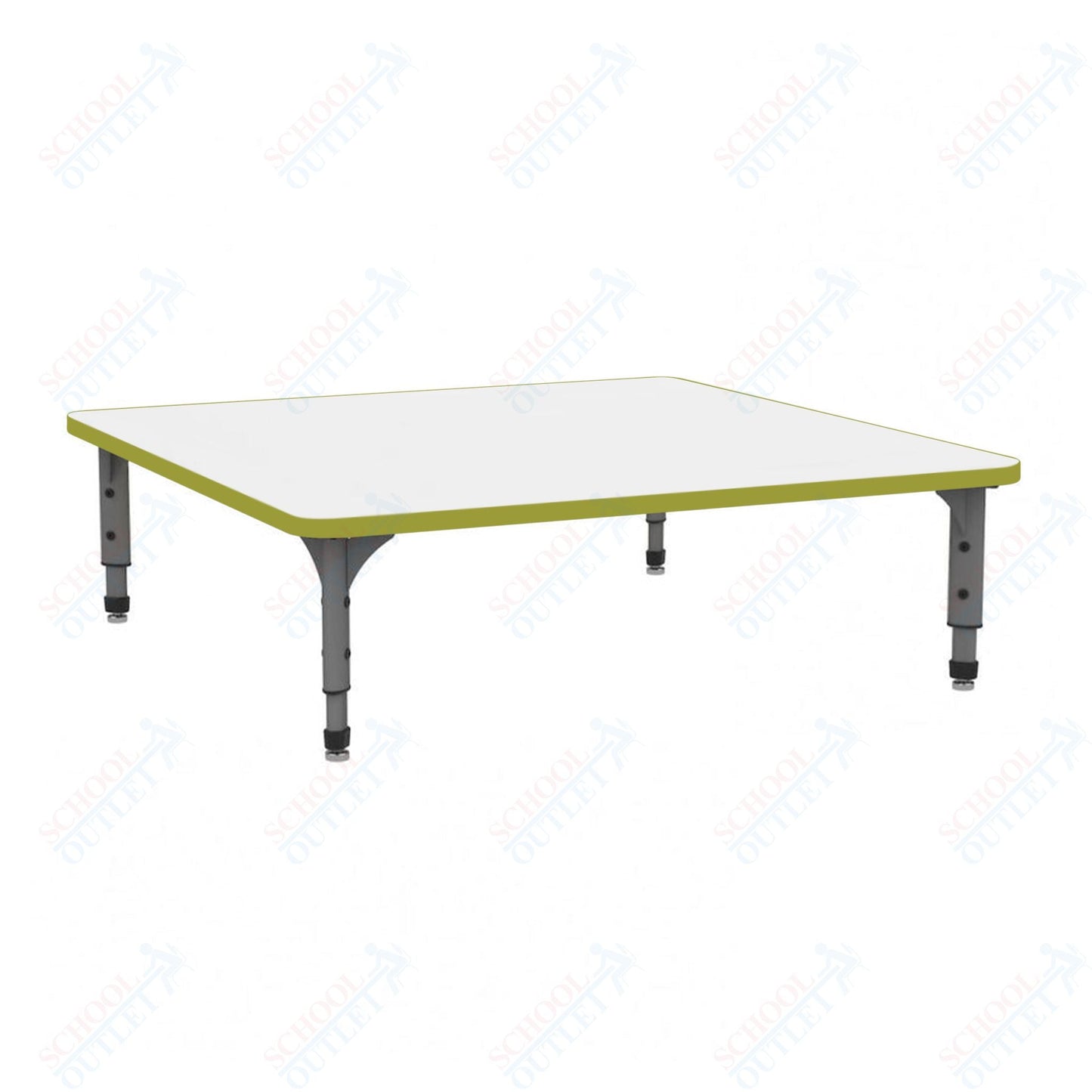 Marco 48" Square Floor Table w/ Dry Erase Top Adj Height 12" - 15" (38 - 2216 - DC) - SchoolOutlet