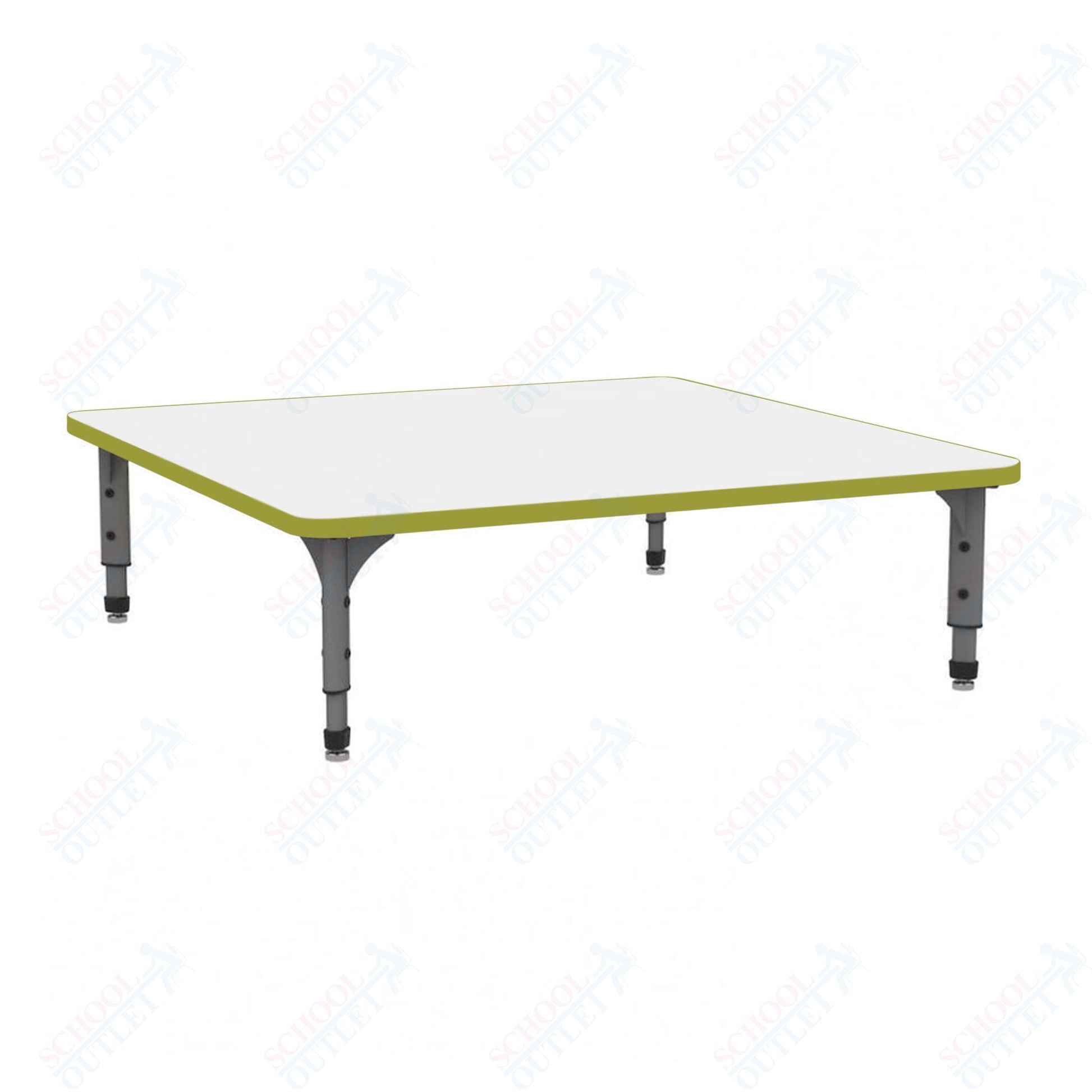 Marco 48" Square Floor Table w/ Dry Erase Top Adj Height 12" - 15" (38 - 2216 - DC) - SchoolOutlet